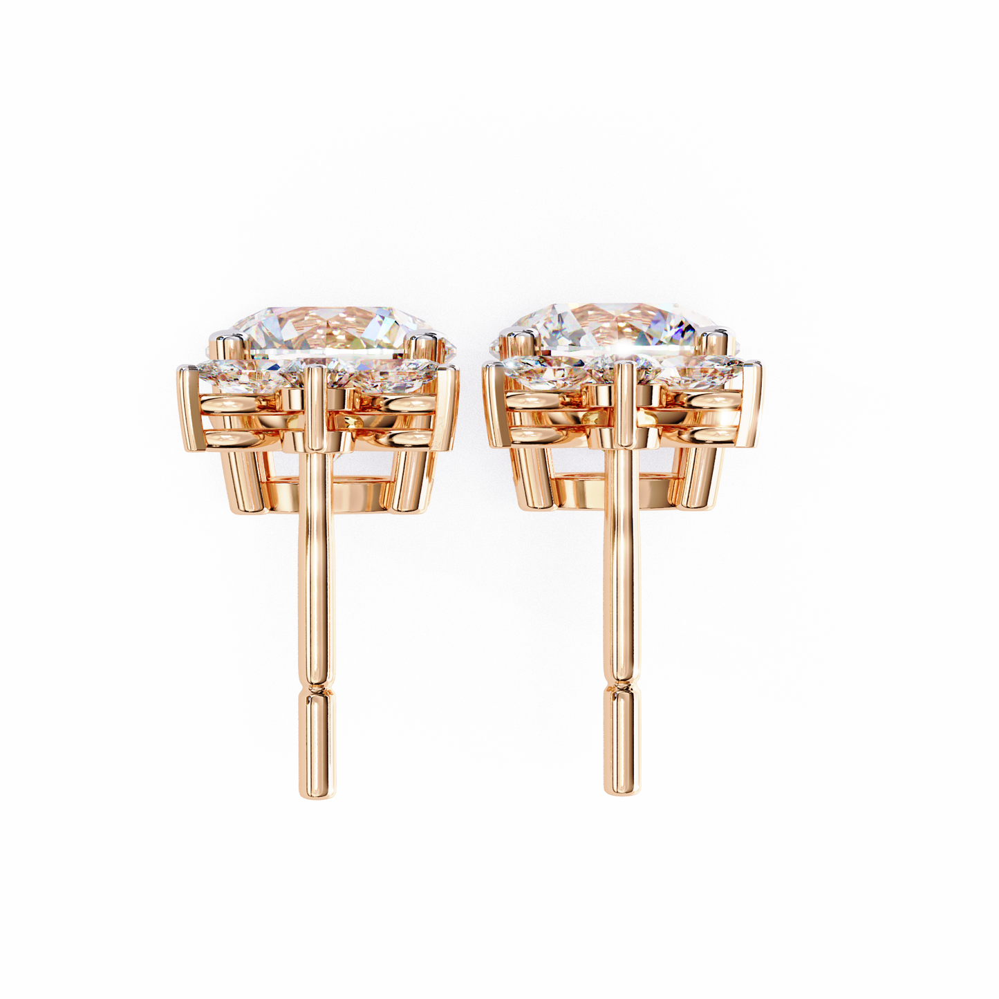 rose gold / moissanite, rose gold / lab grown