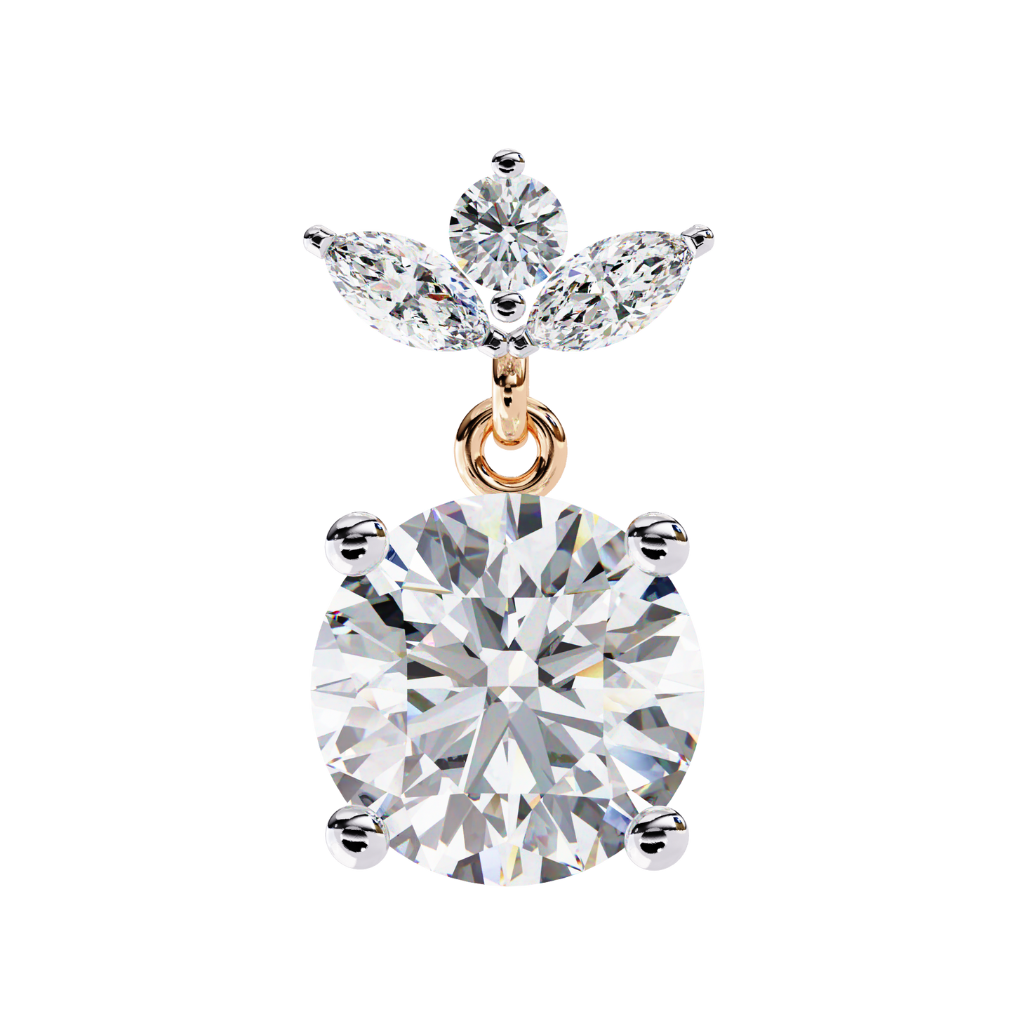 rose gold / moissanite, rose gold / lab grown