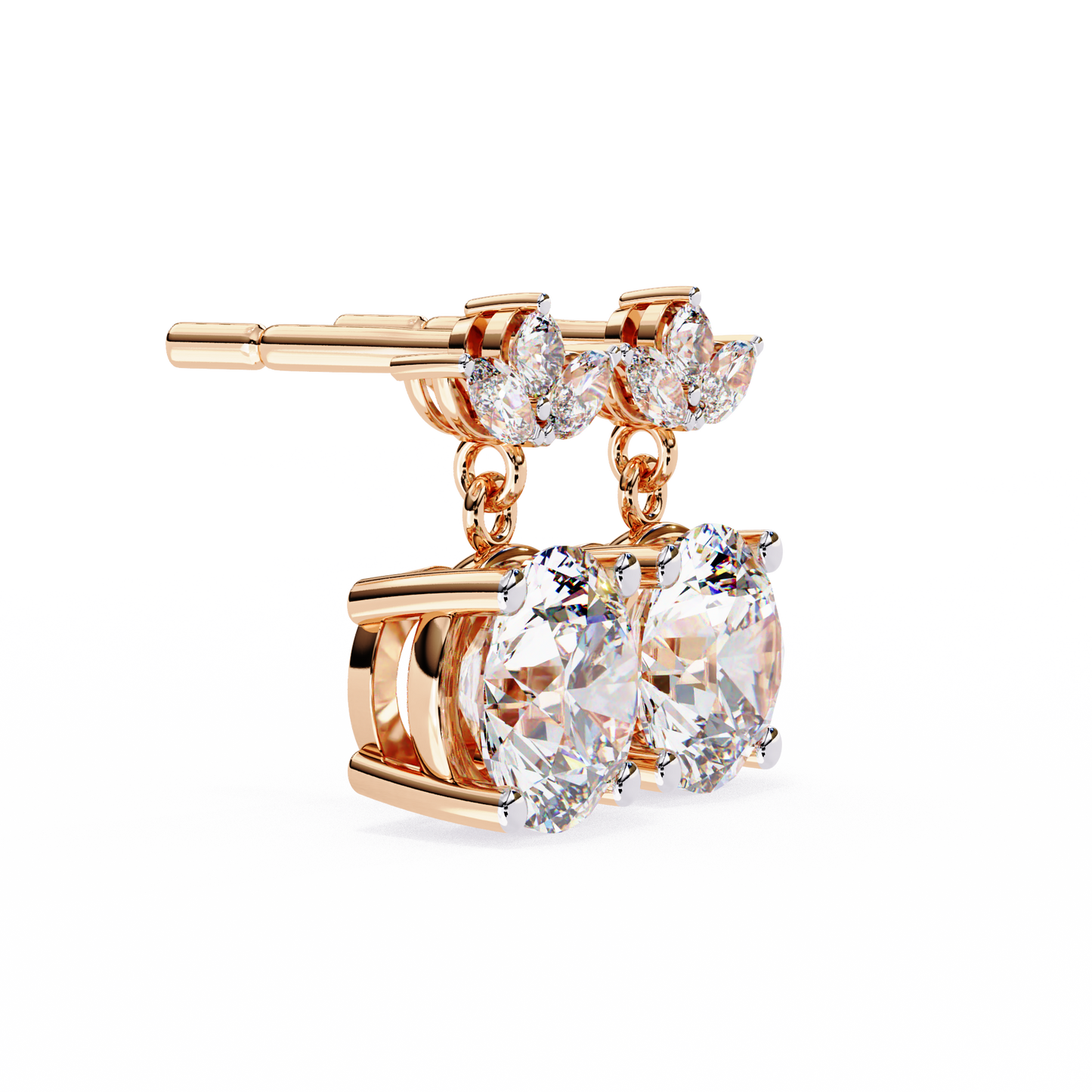 rose gold / moissanite, rose gold / lab grown