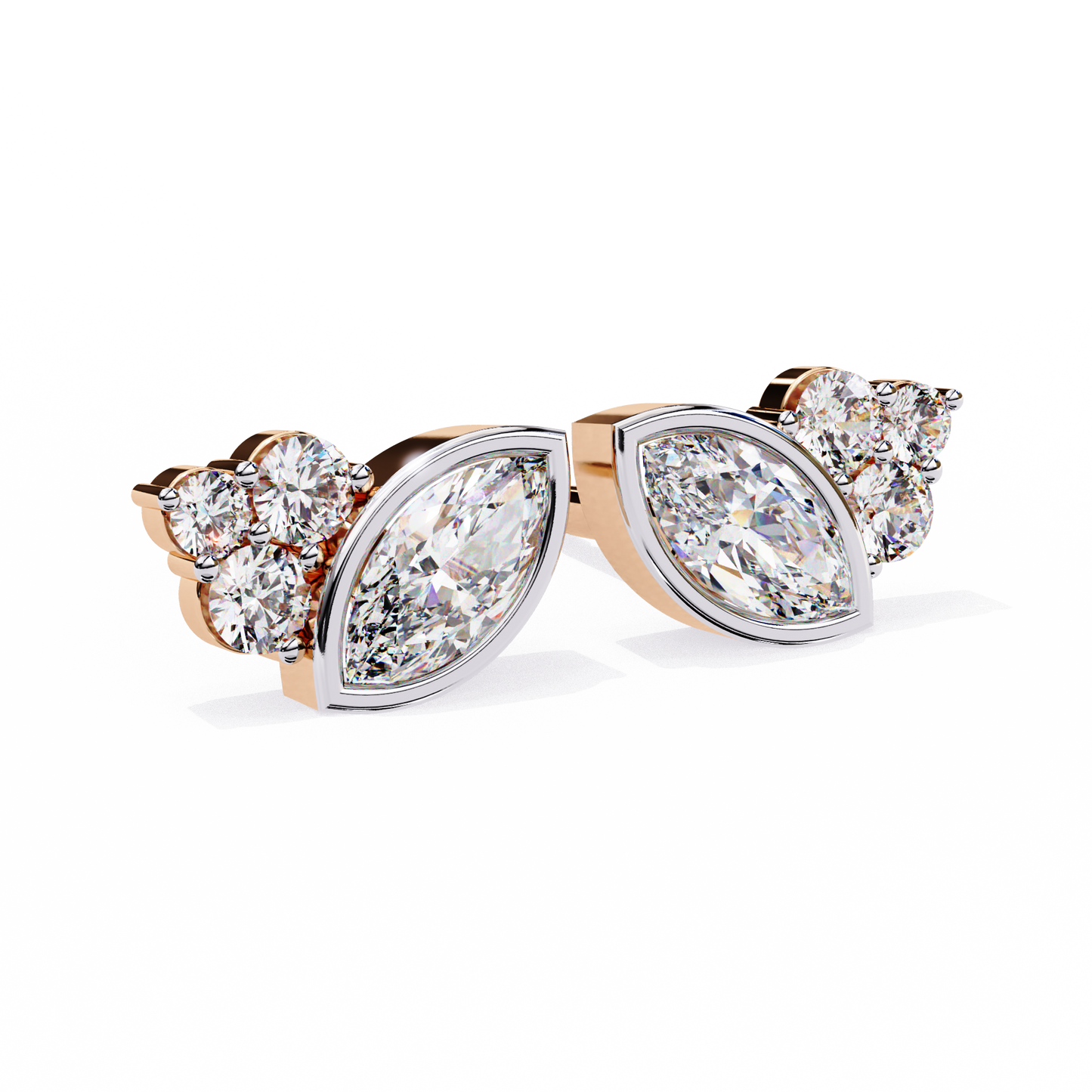 rose gold / moissanite, rose gold / lab grown
