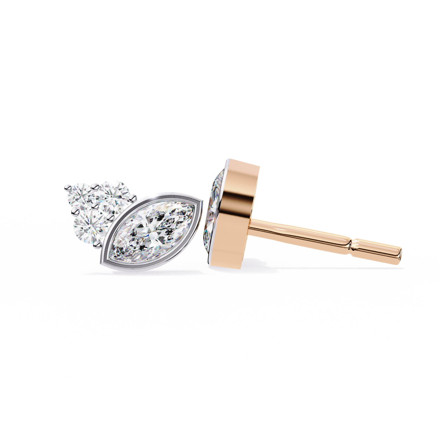 rose gold / moissanite, rose gold / lab grown