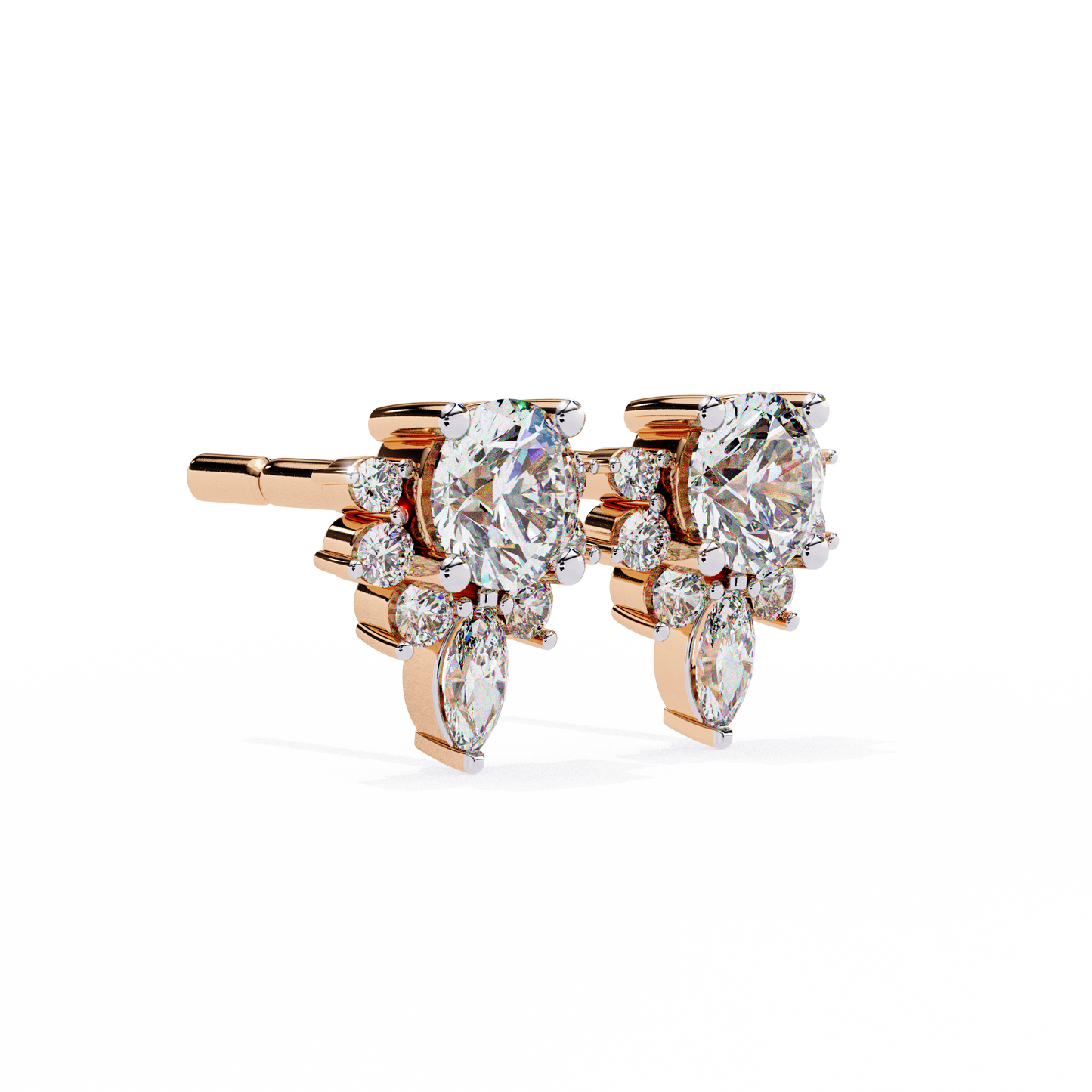 rose gold / moissanite, rose gold / lab grown