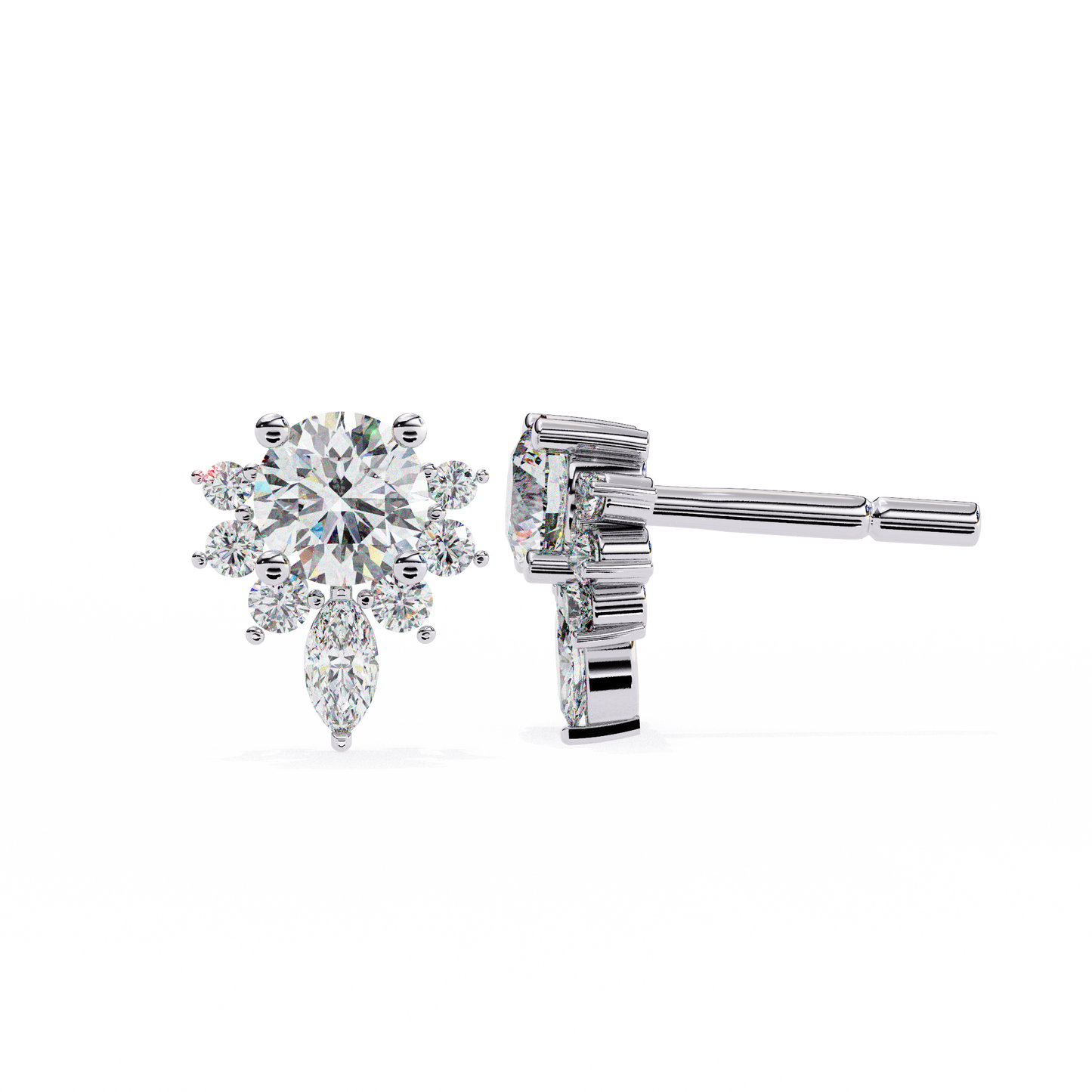 white gold / moissanite, white gold / lab grown