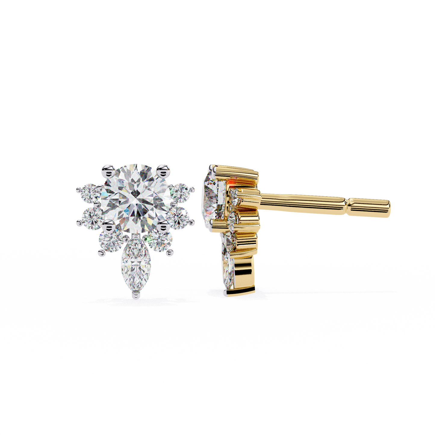 yellow gold / moissanite, yellow gold / lab grown