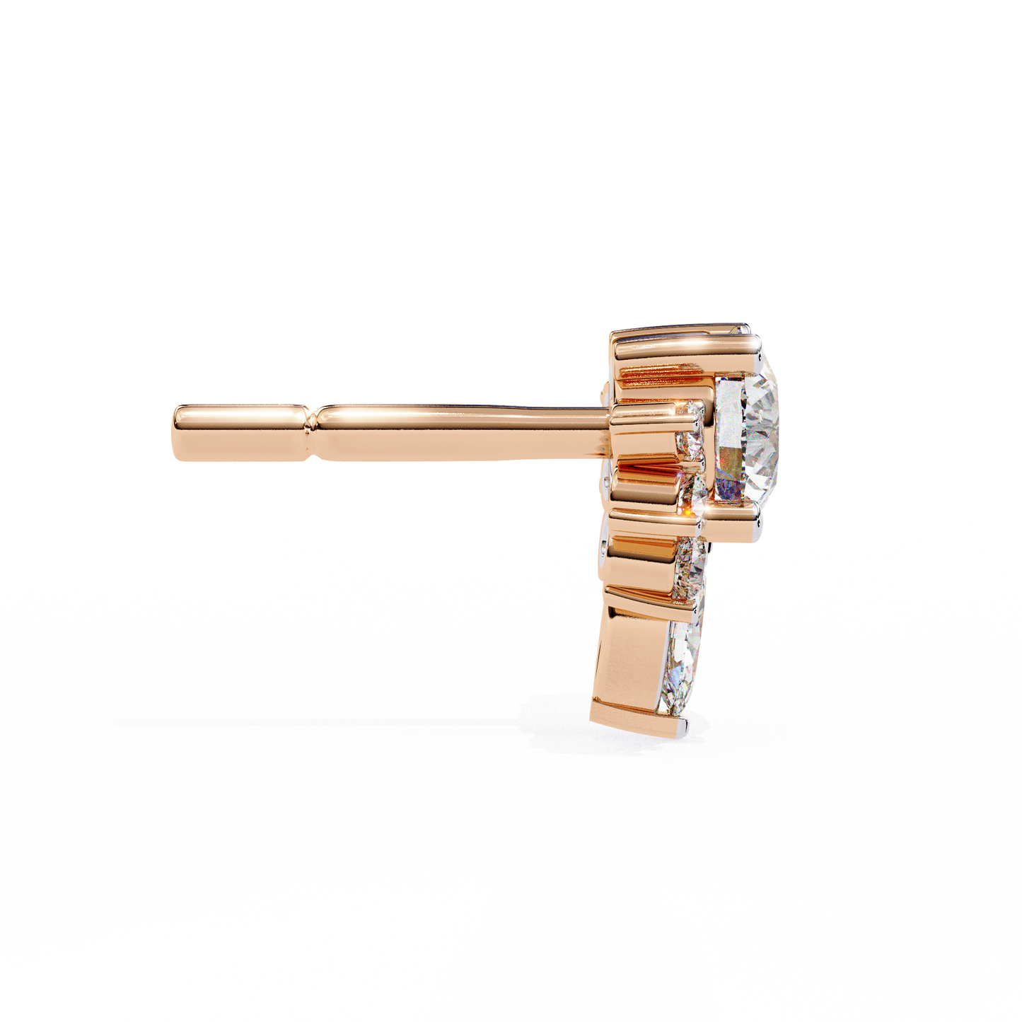 rose gold / moissanite, rose gold / lab grown