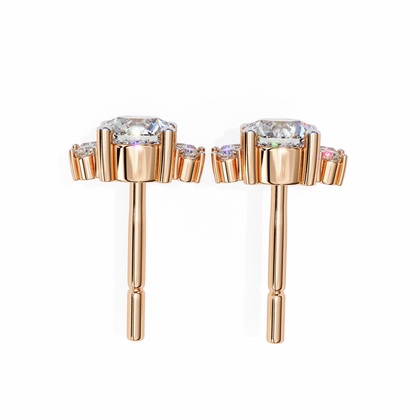 rose gold / moissanite, rose gold / lab grown