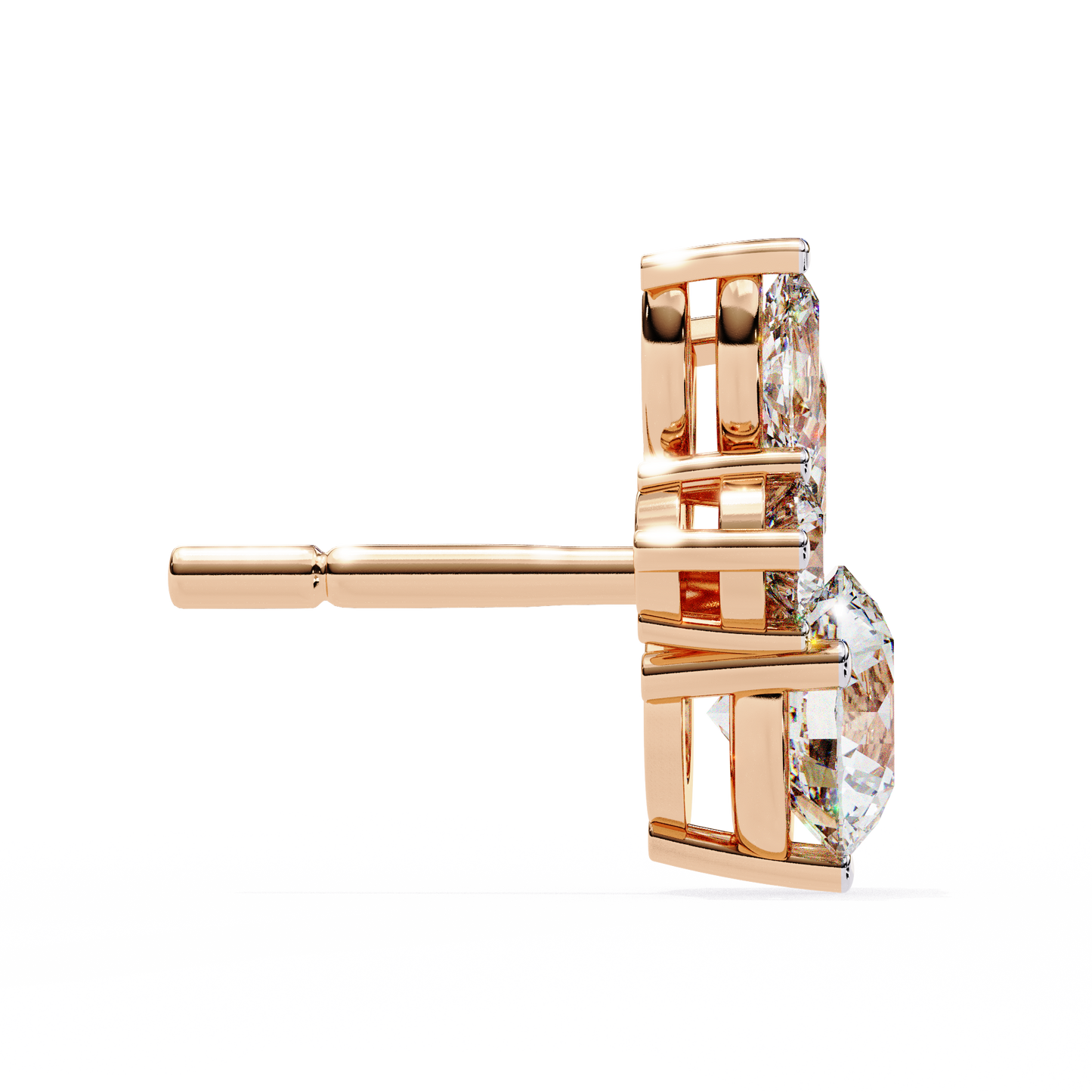 rose gold / moissanite, rose gold / lab grown