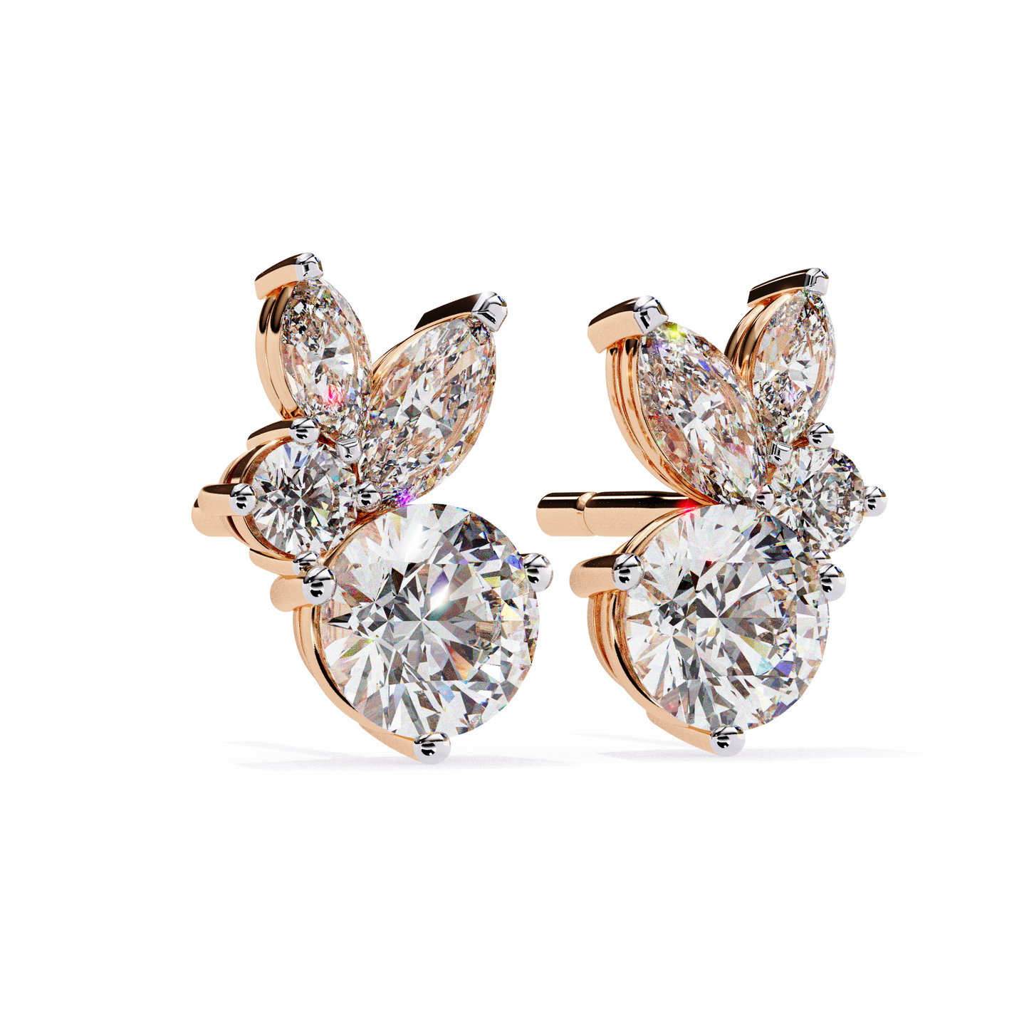 rose gold / moissanite, rose gold / lab grown