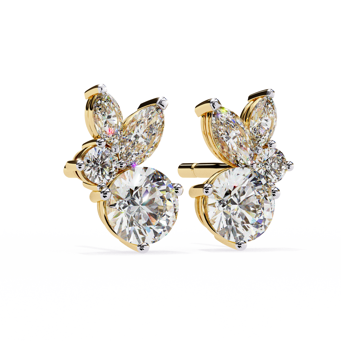 yellow gold / moissanite, yellow gold / lab grown