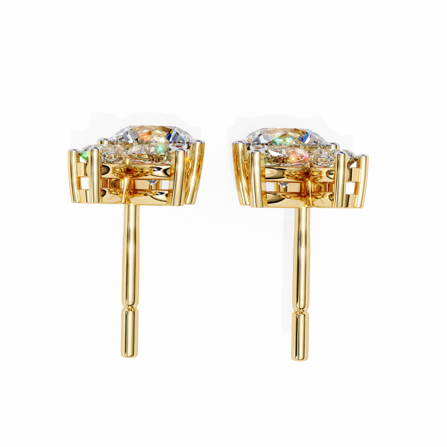 yellow gold / moissanite, yellow gold / lab grown