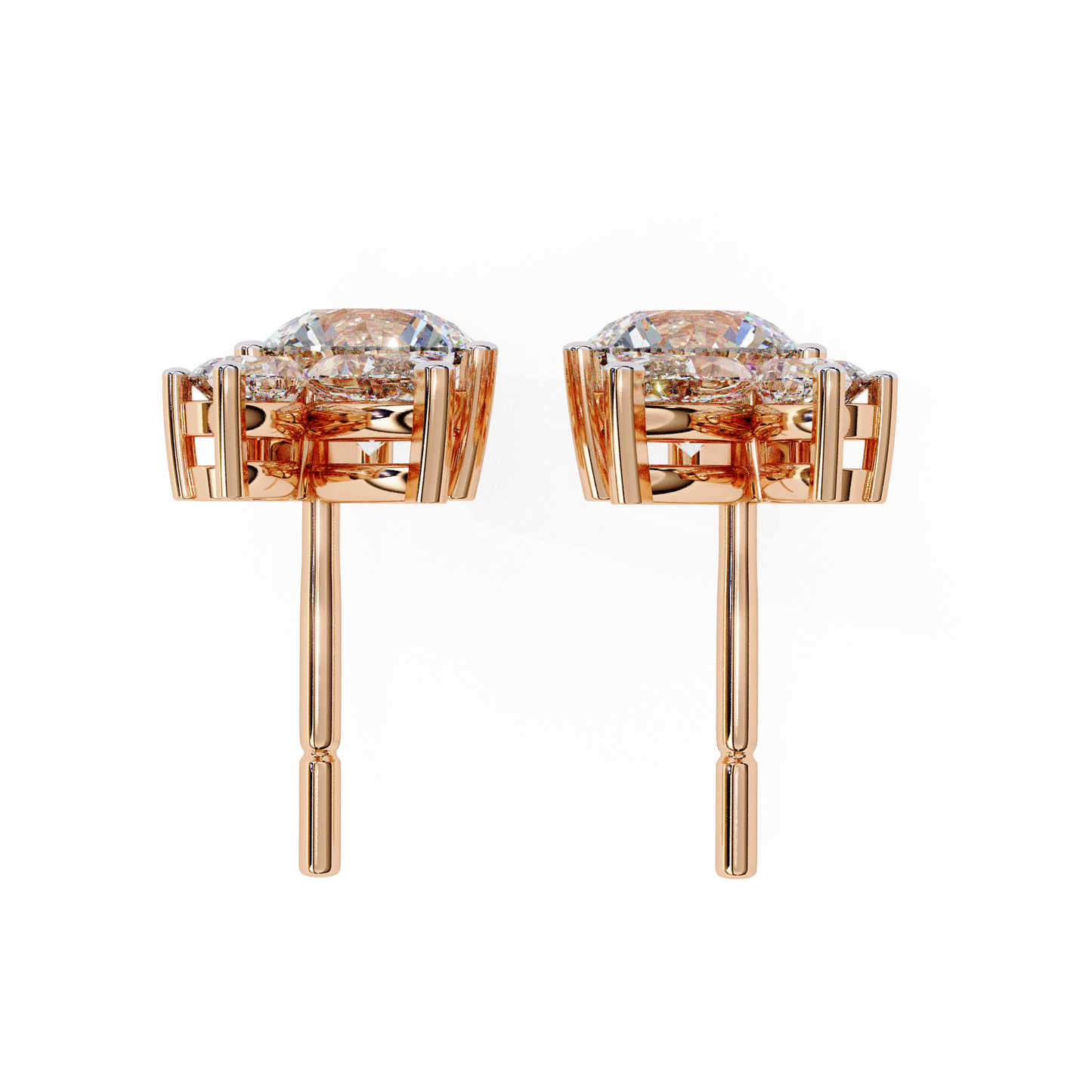 rose gold / moissanite, rose gold / lab grown