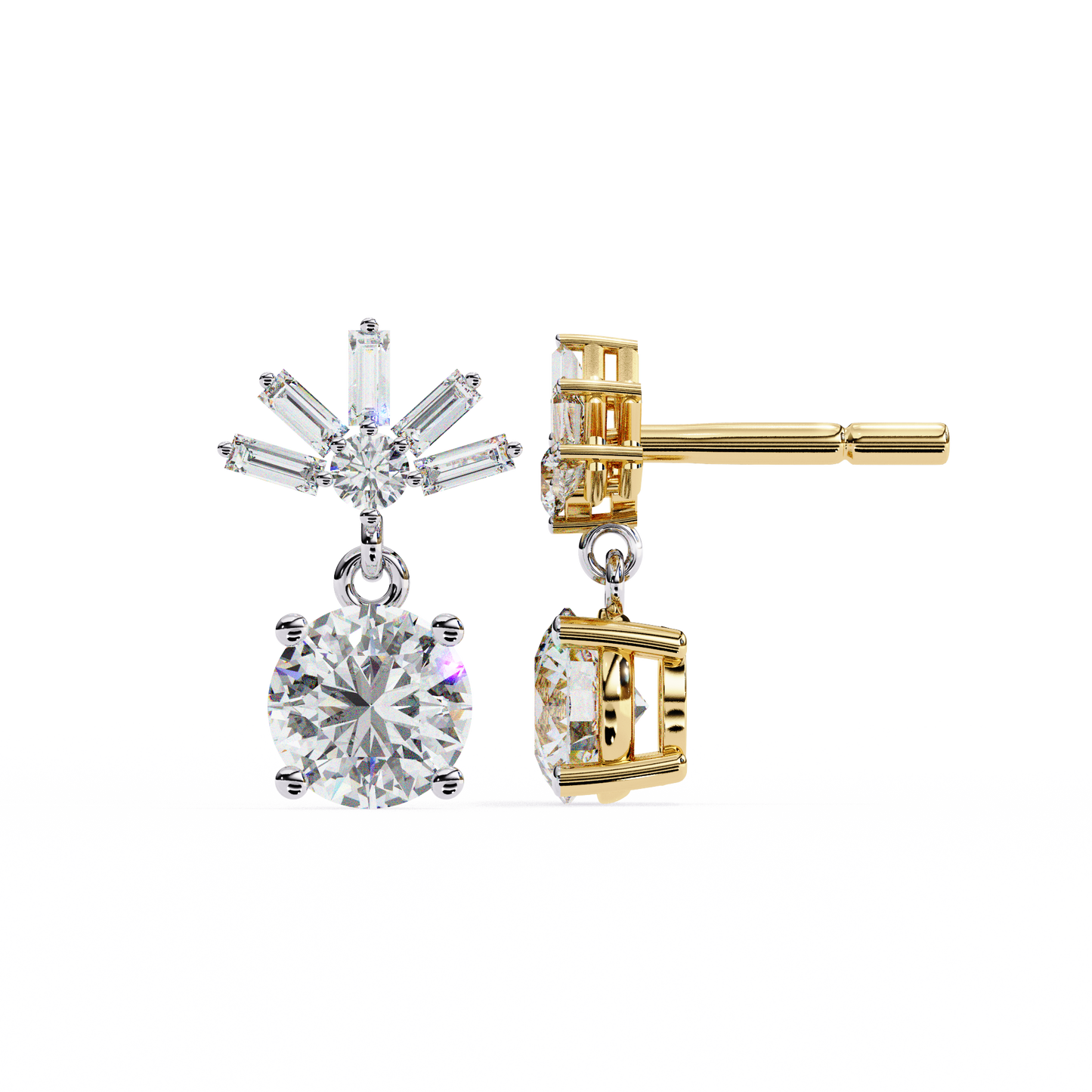 yellow gold / moissanite, yellow gold / lab grown