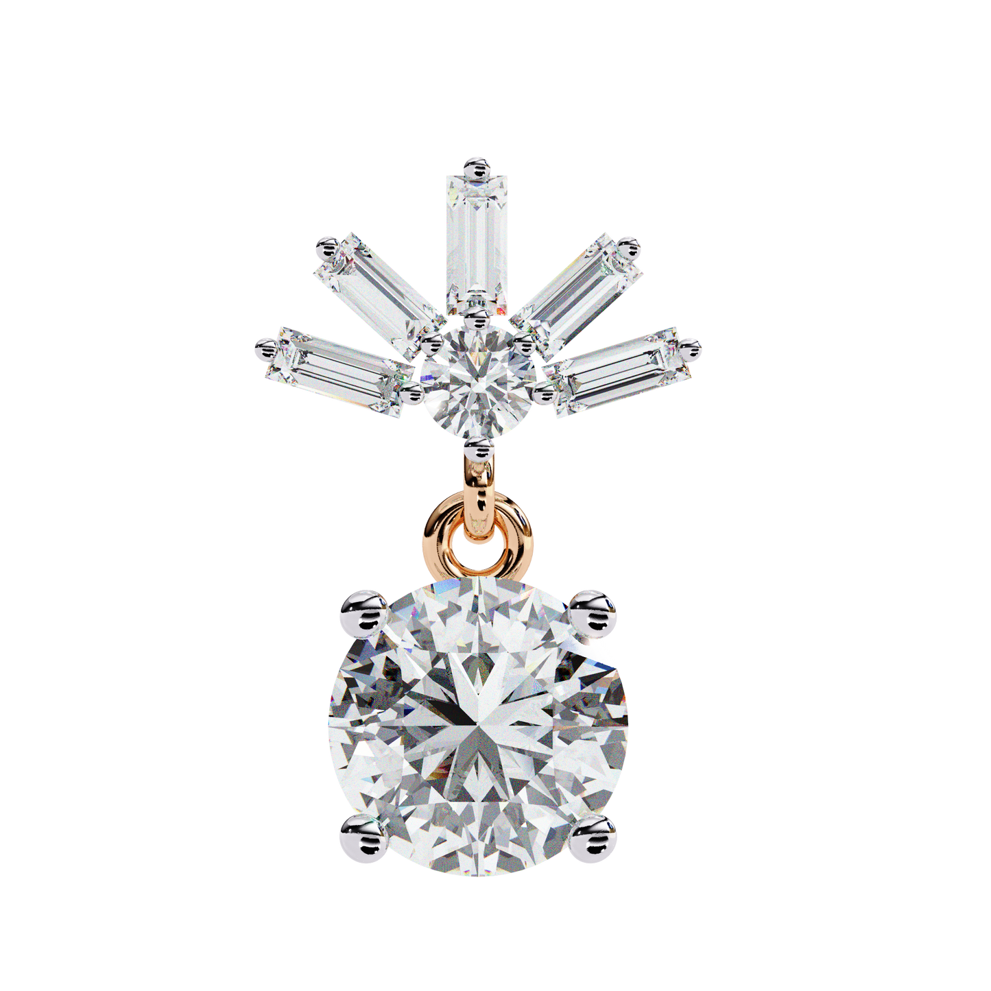 rose gold / moissanite, rose gold / lab grown