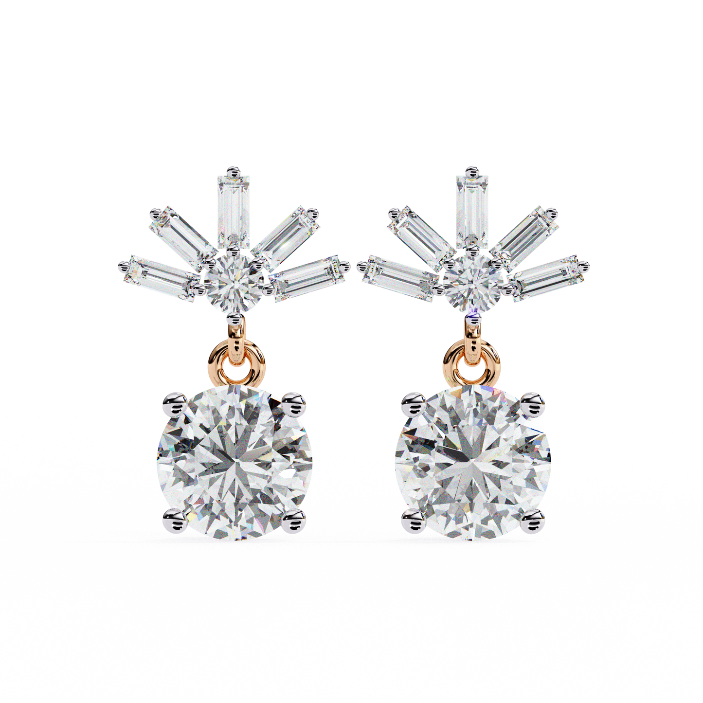 rose gold / moissanite, rose gold / lab grown