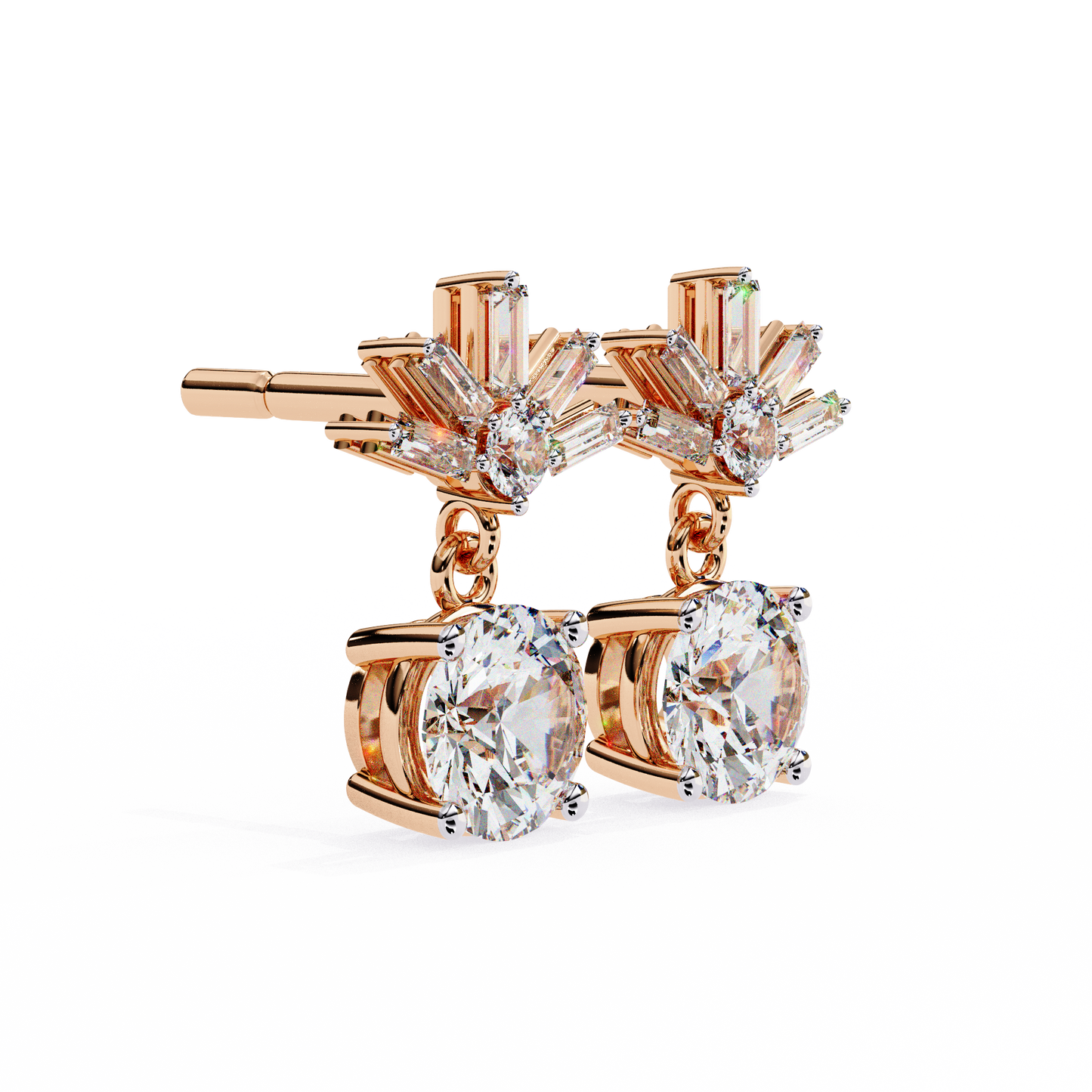 rose gold / moissanite, rose gold / lab grown