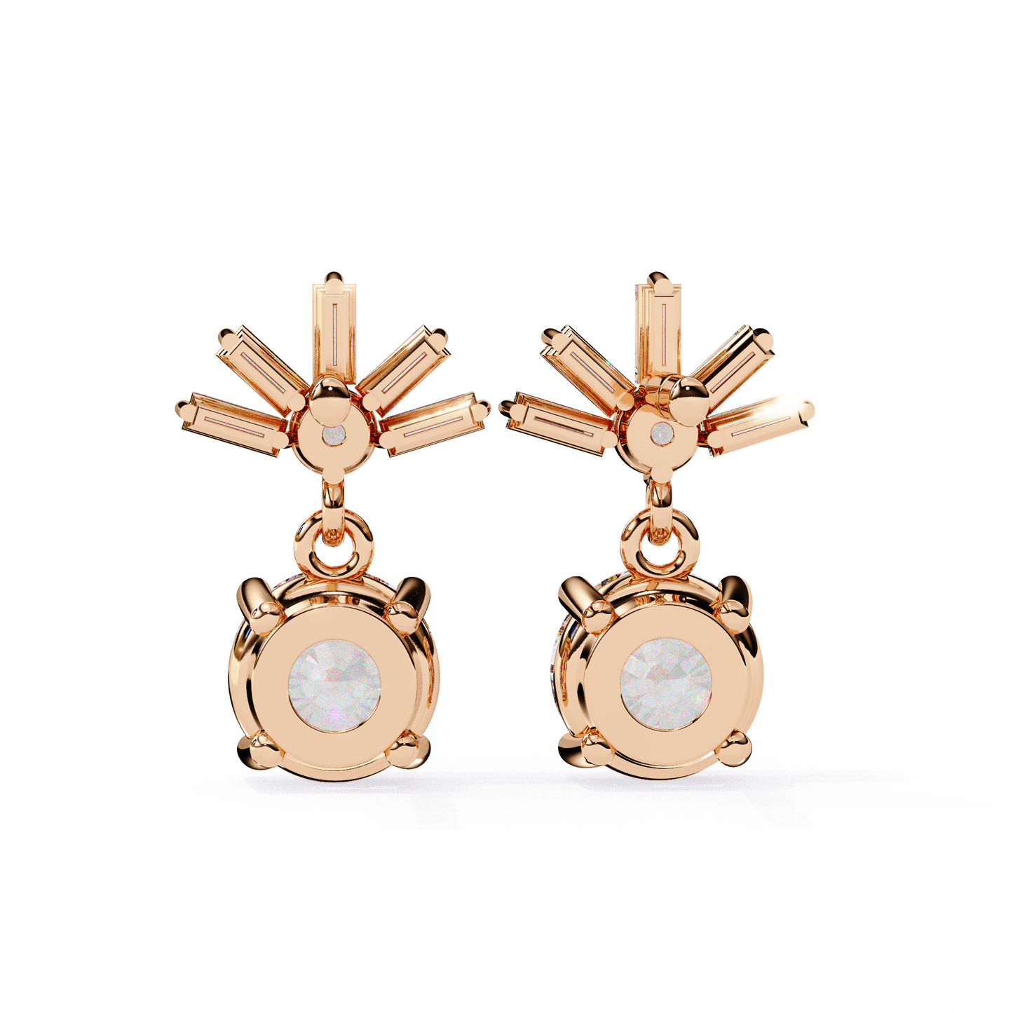 rose gold / moissanite, rose gold / lab grown