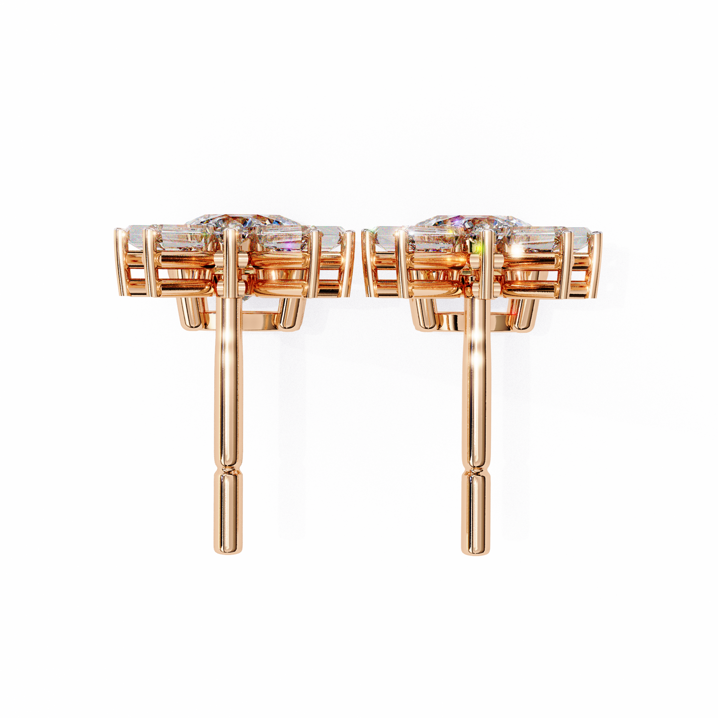 rose gold / moissanite, rose gold / lab grown