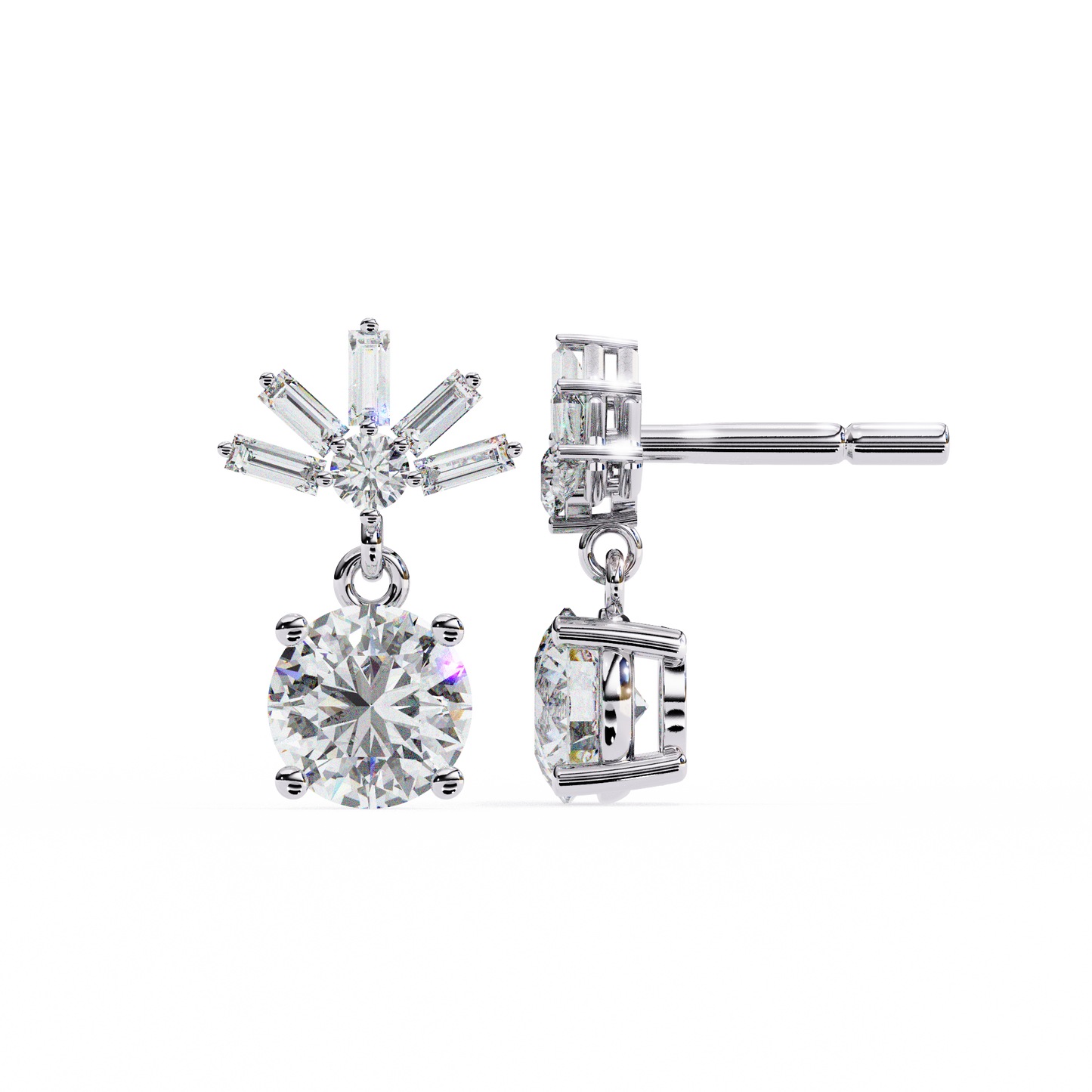 white gold / moissanite, white gold / lab grown