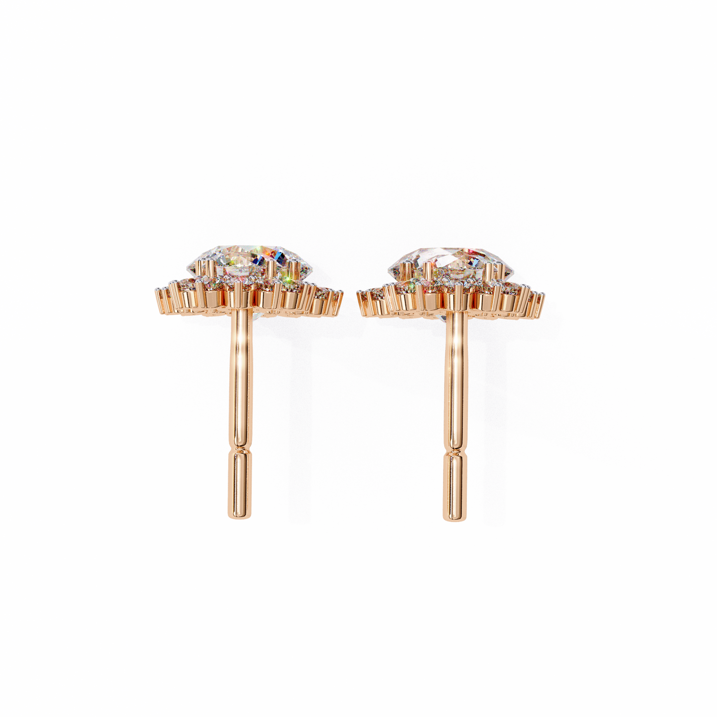 rose gold / moissanite, rose gold / lab grown