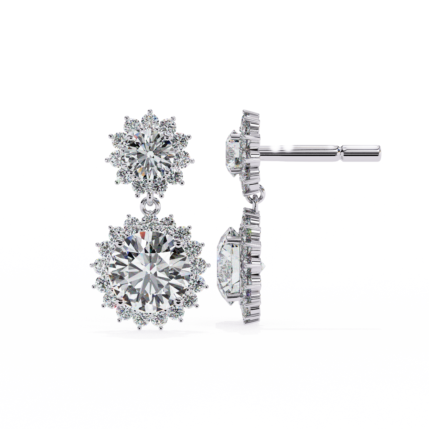 white gold / moissanite, white gold / lab grown