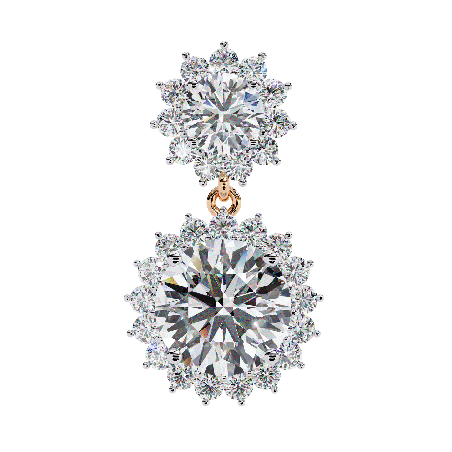 rose gold / moissanite, rose gold / lab grown