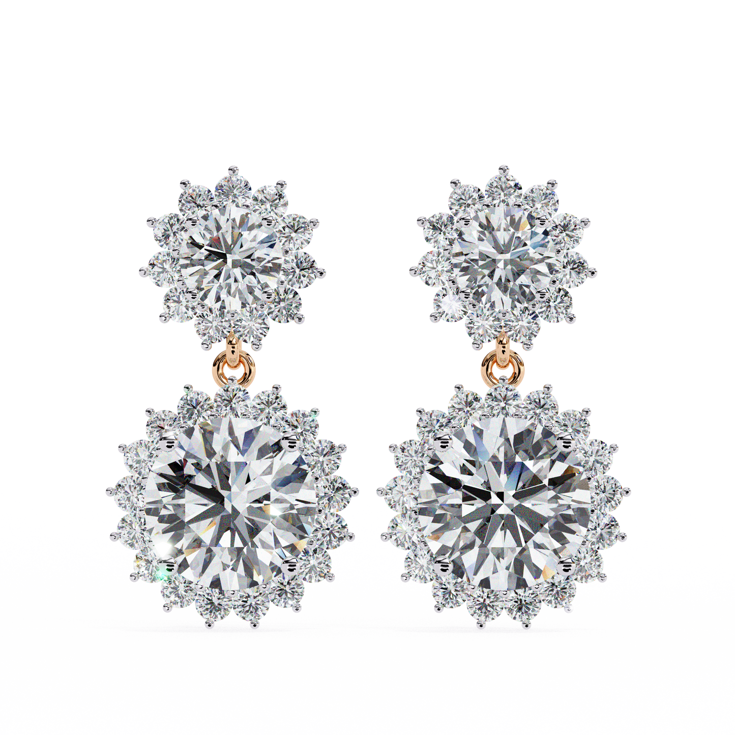rose gold / moissanite, rose gold / lab grown