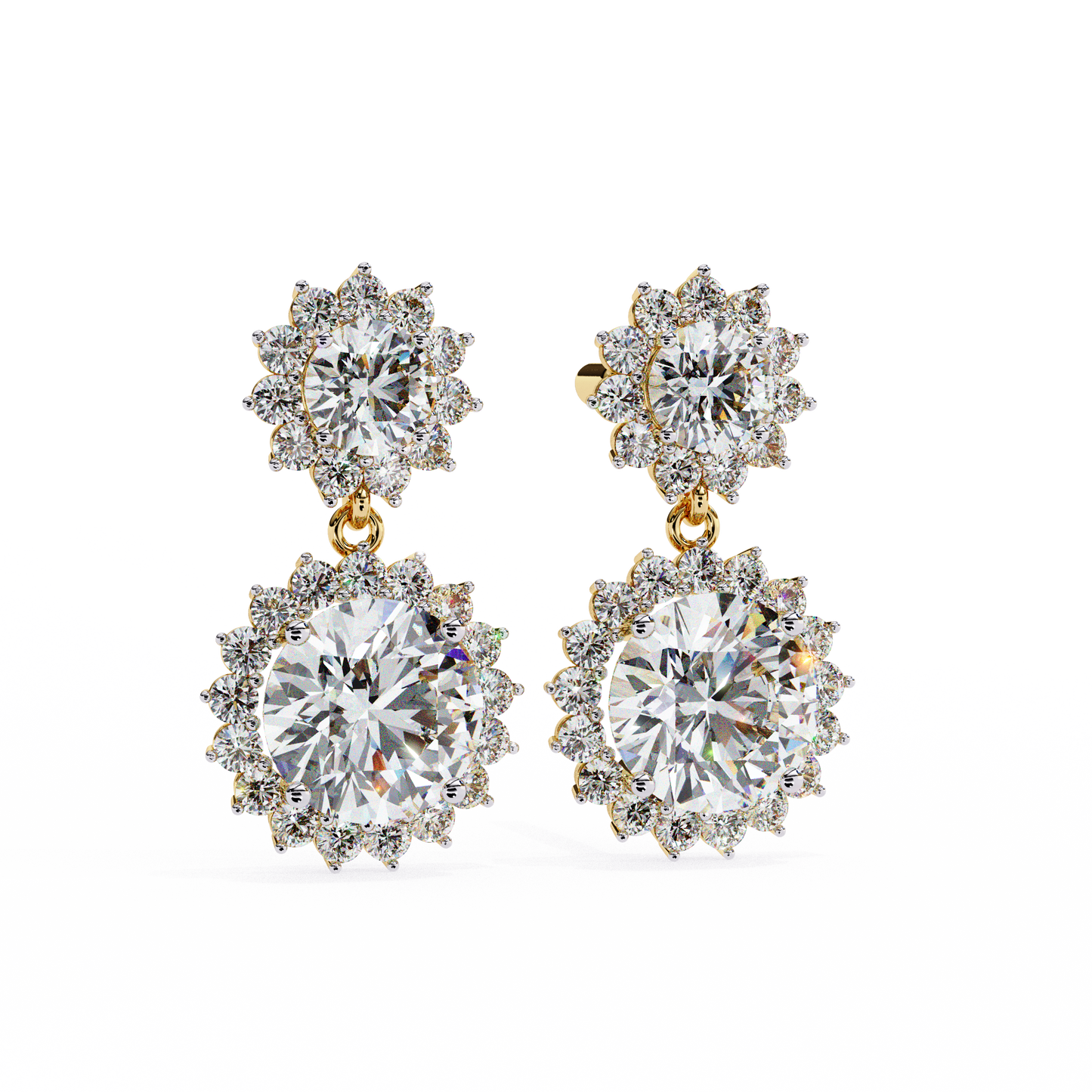 yellow gold / moissanite, yellow gold / lab grown