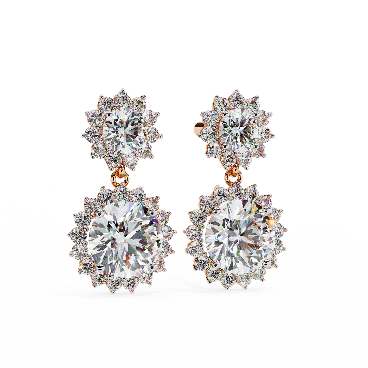 rose gold / moissanite, rose gold / lab grown