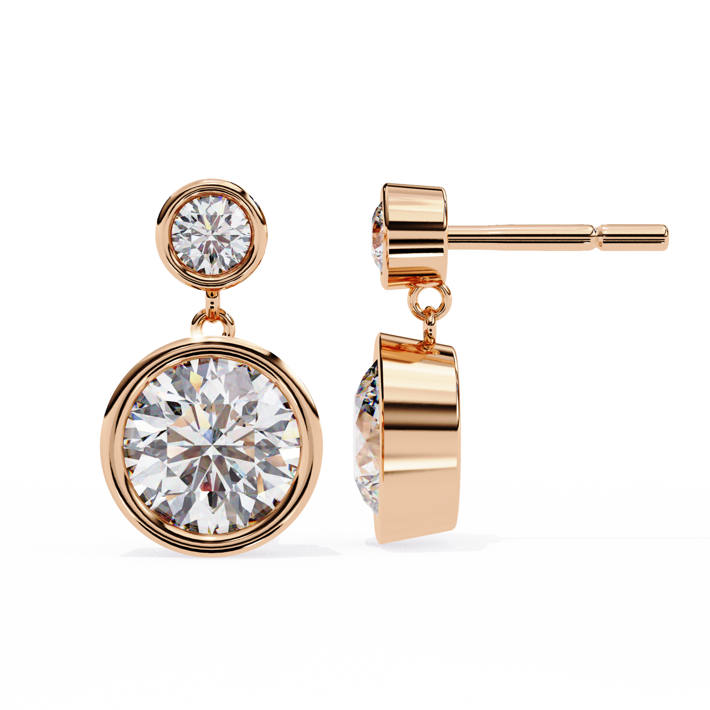 rose gold / moissanite, rose gold / lab grown