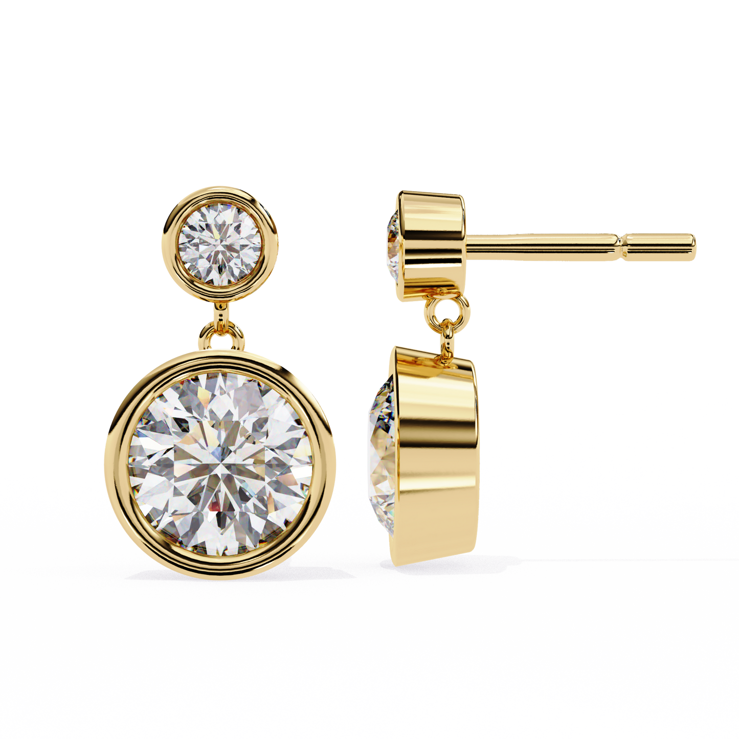 yellow gold / moissanite, yellow gold / lab grown