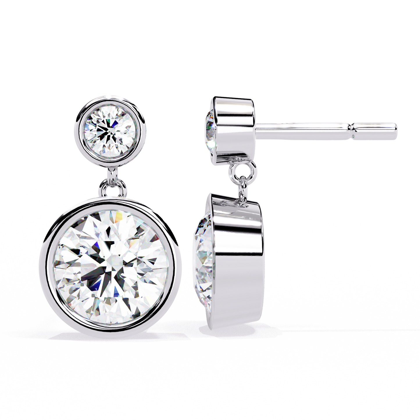 white gold / moissanite, white gold / lab grown