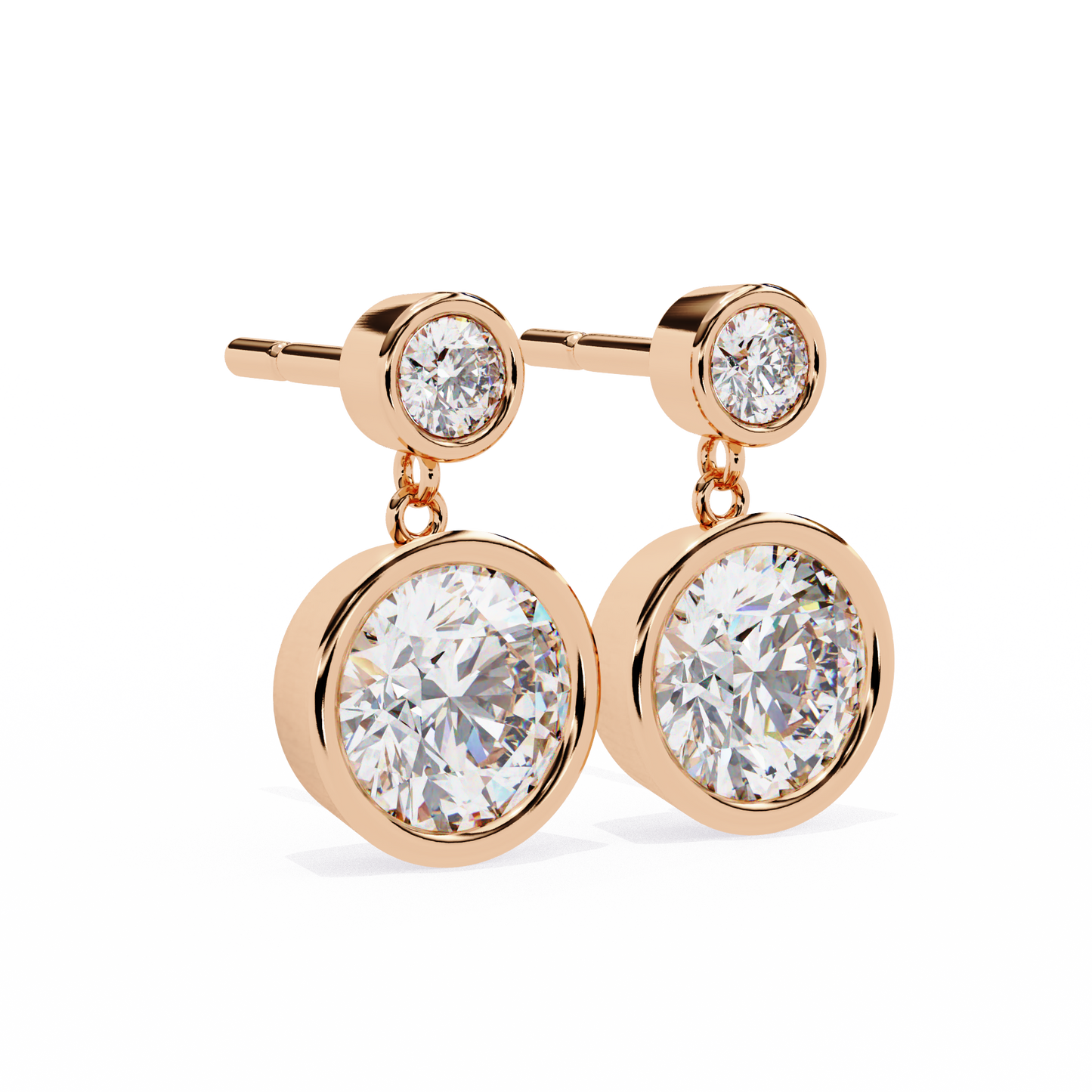 rose gold / moissanite, rose gold / lab grown