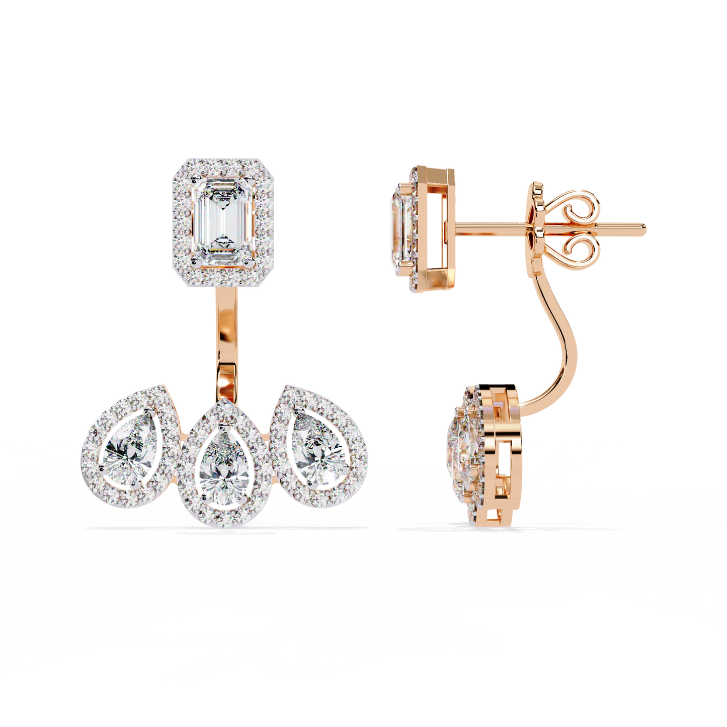 rose gold / moissanite, rose gold / lab grown