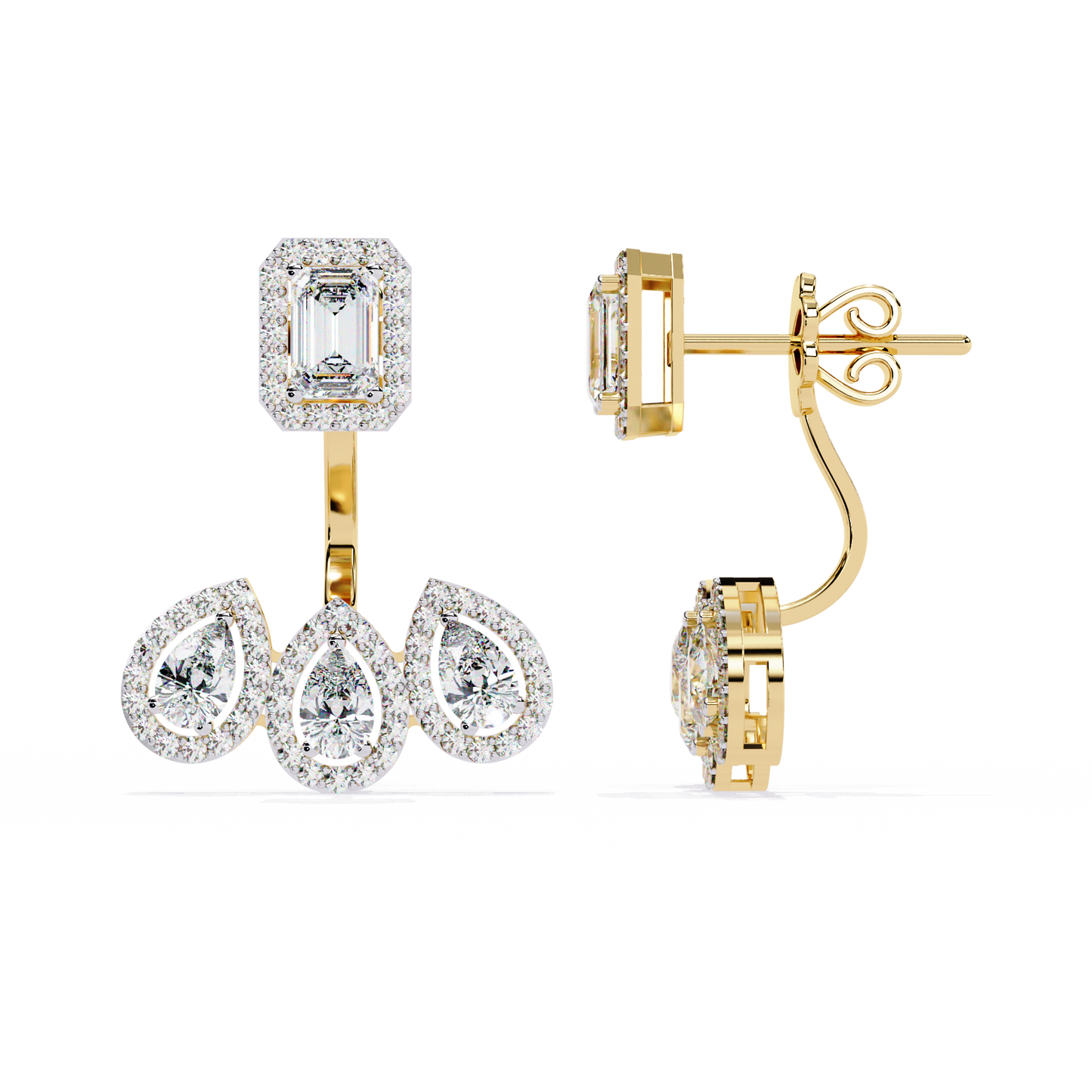 yellow gold / moissanite, yellow gold / lab grown