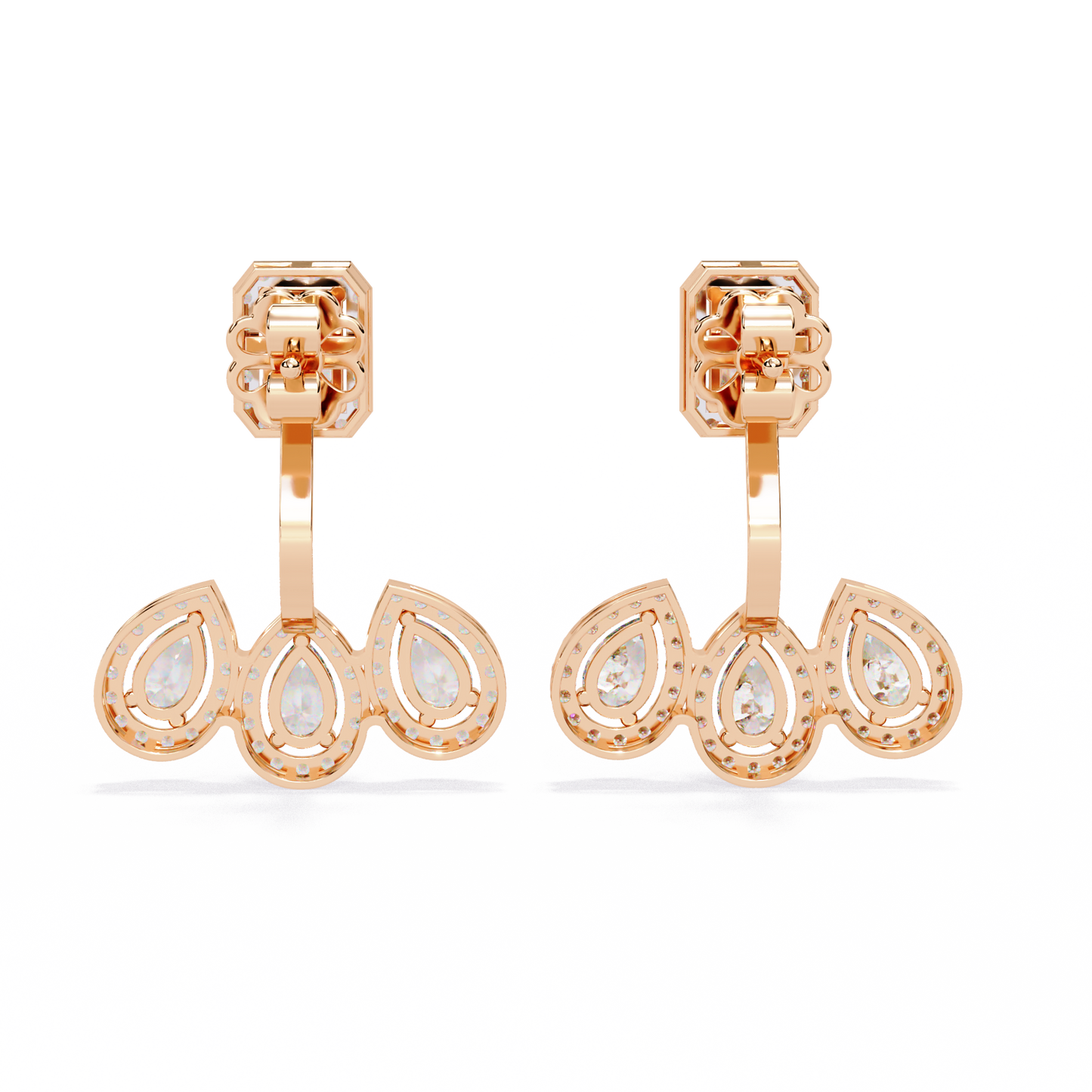 rose gold / moissanite, rose gold / lab grown