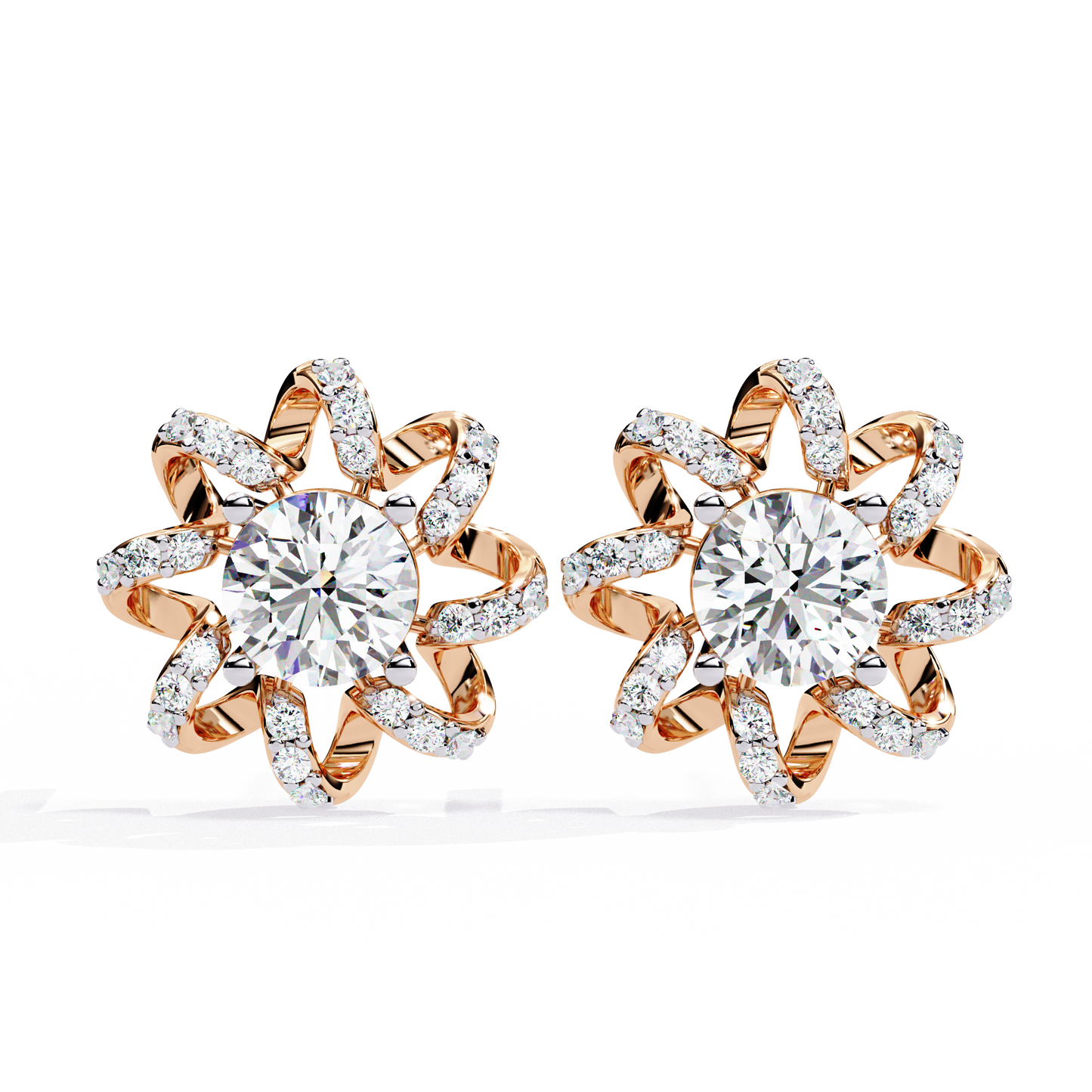 rose gold / moissanite, rose gold / lab grown