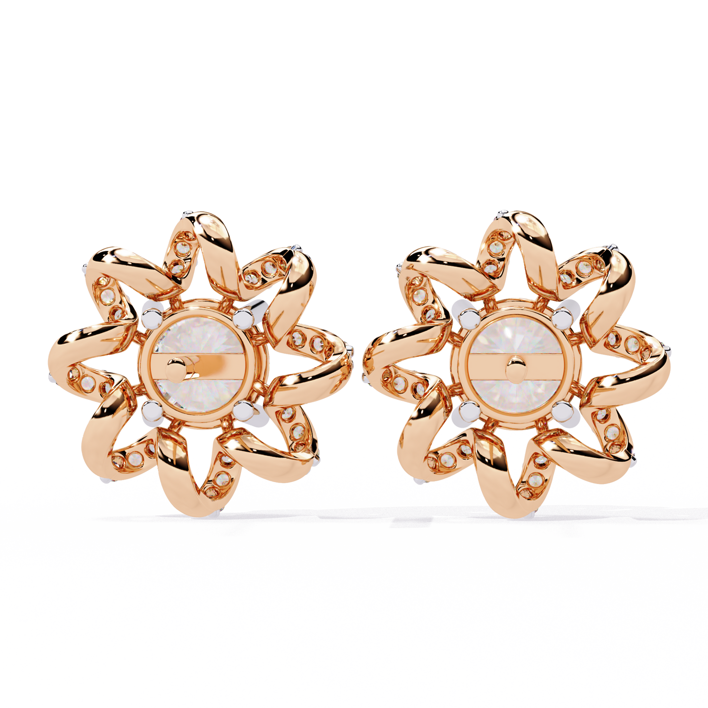 rose gold / moissanite, rose gold / lab grown