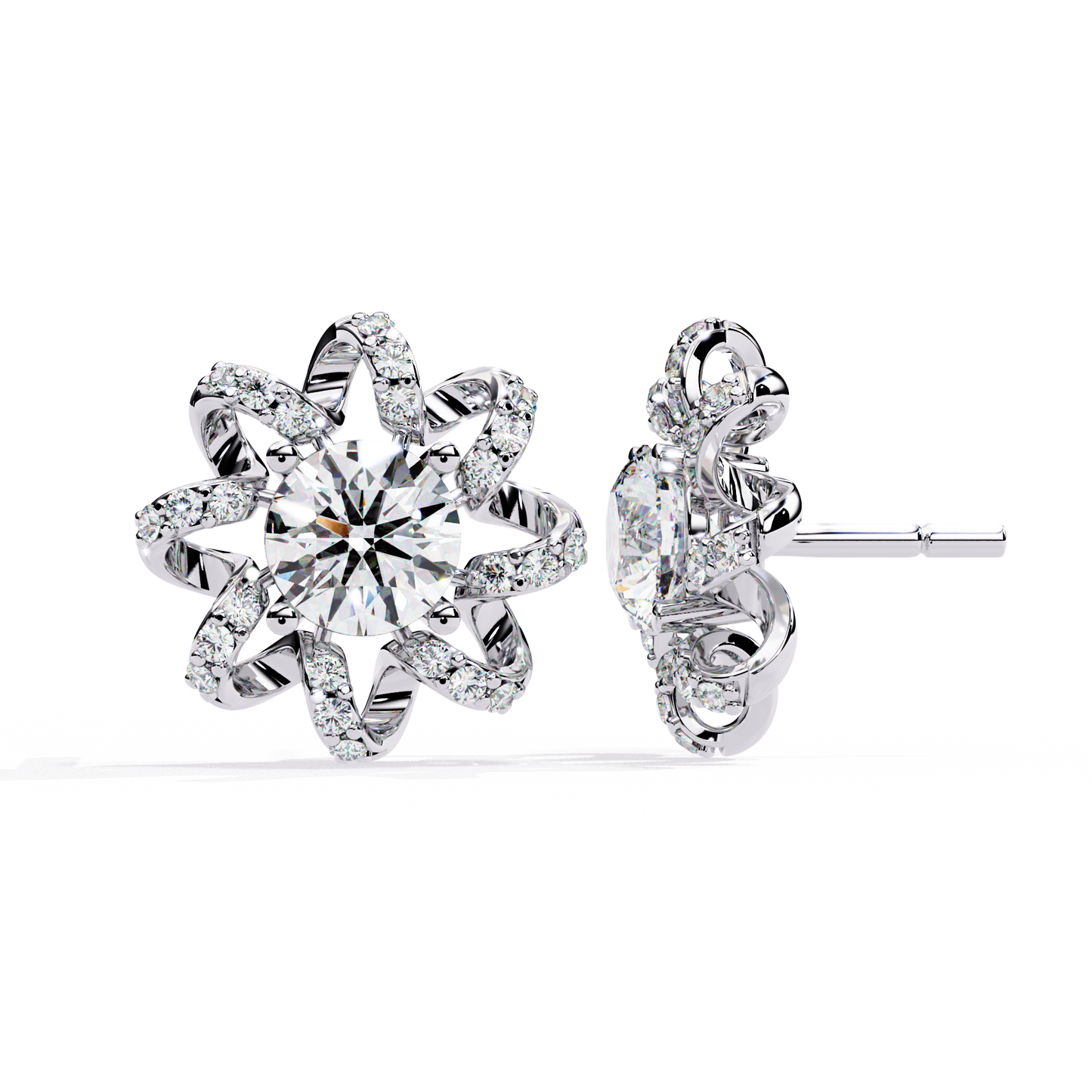 white gold / moissanite, white gold / lab grown
