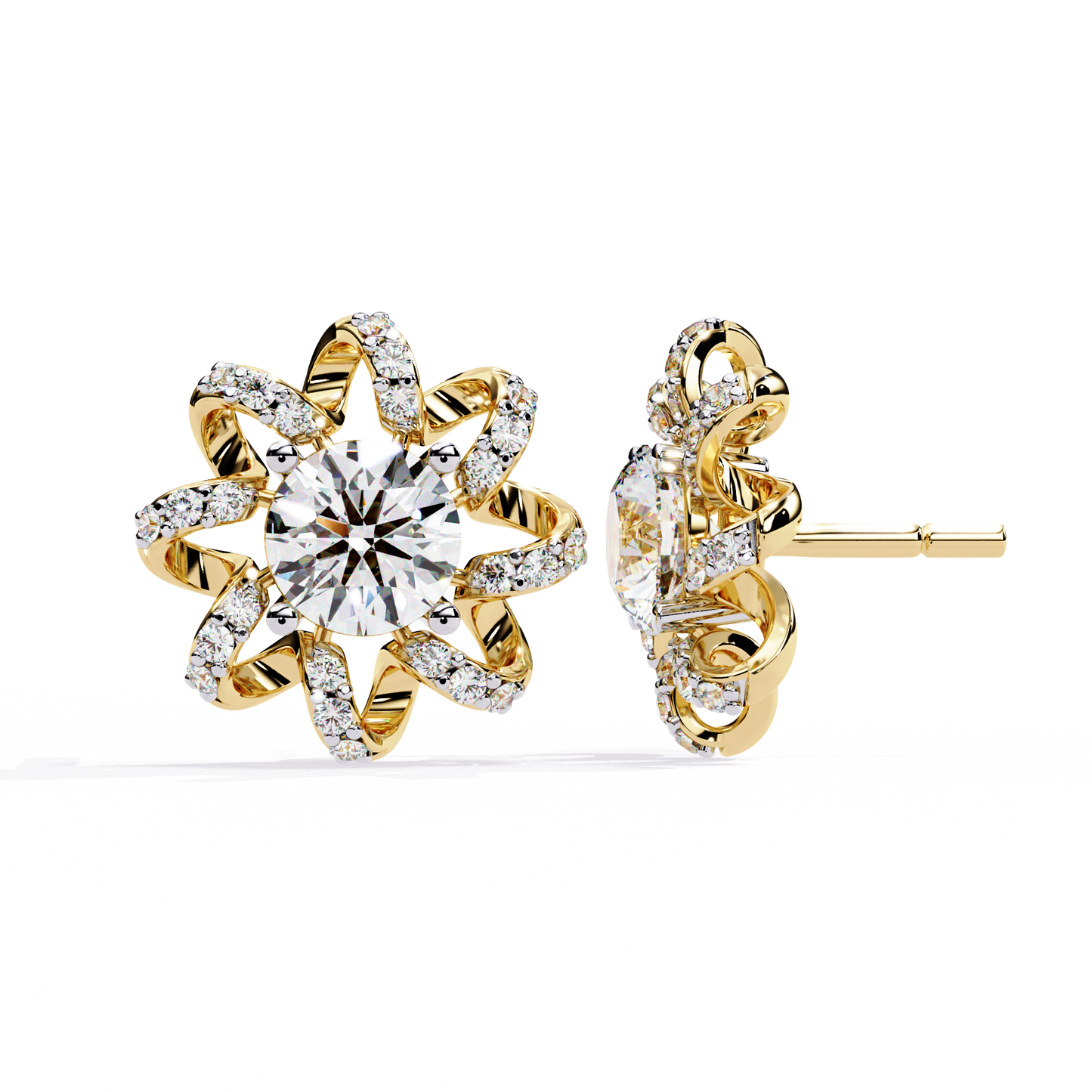 yellow gold / moissanite, yellow gold / lab grown