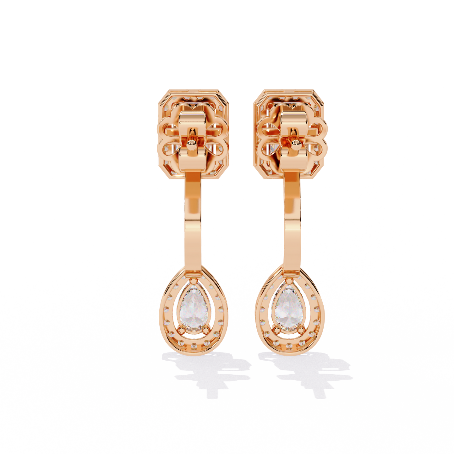 rose gold / moissanite, rose gold / lab grown