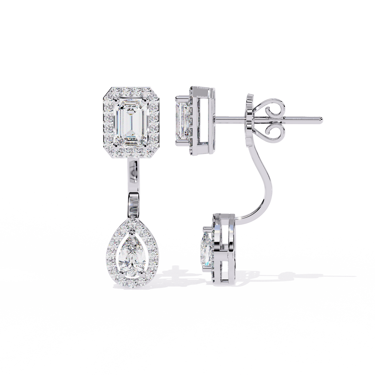 white gold / moissanite, white gold / lab grown