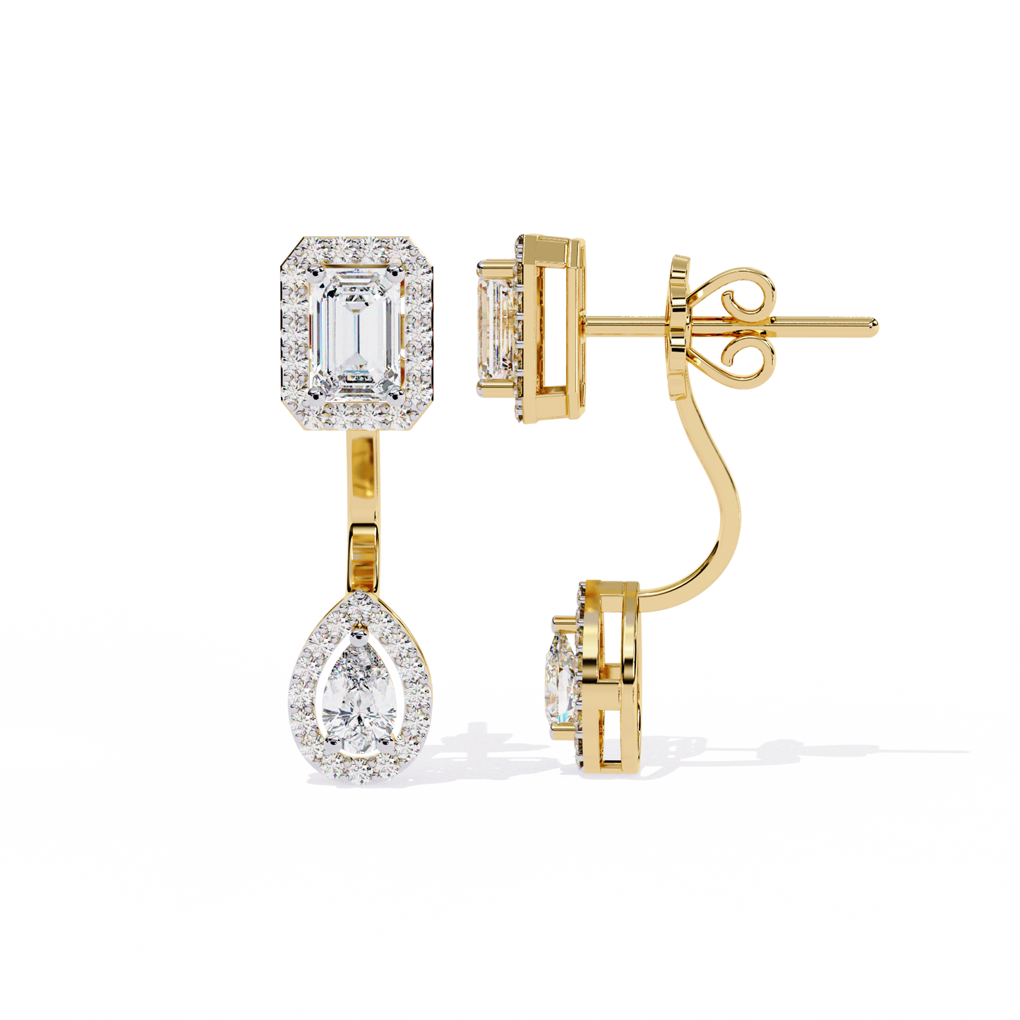 yellow gold / moissanite, yellow gold / lab grown