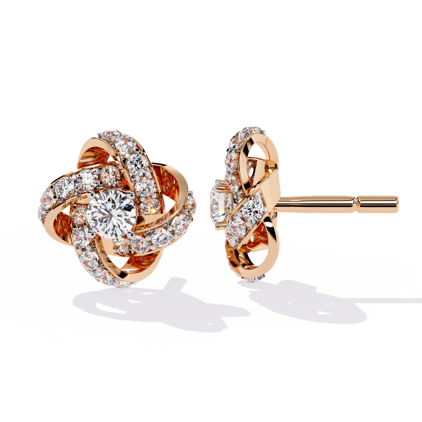 rose gold / moissanite, rose gold / lab grown