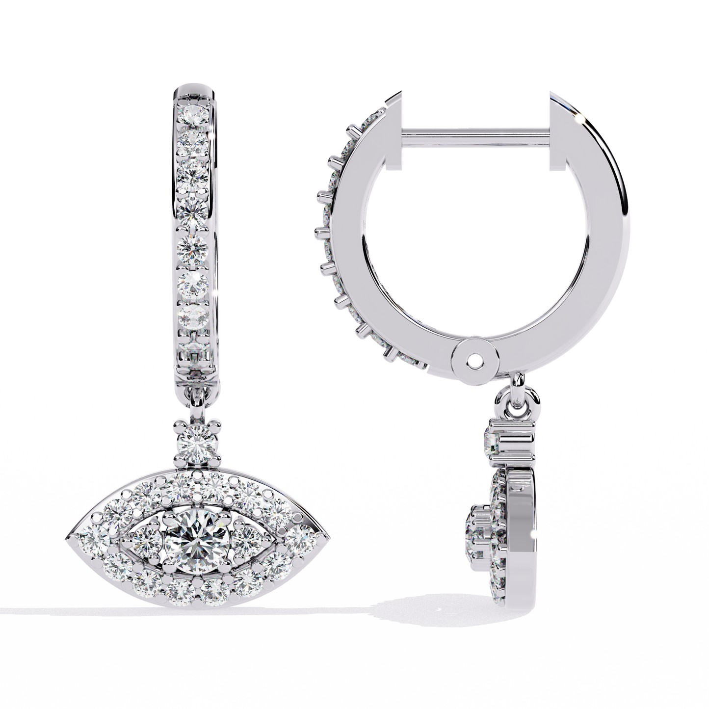 white gold / moissanite, white gold / lab grown