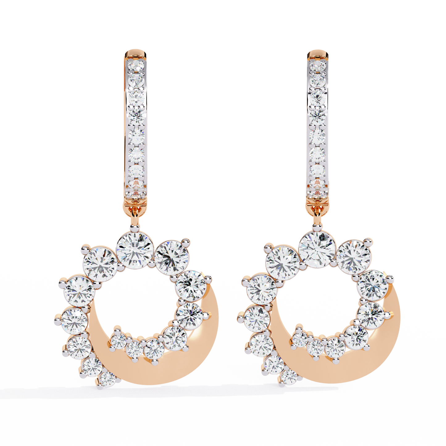 rose gold / moissanite, rose gold / lab grown
