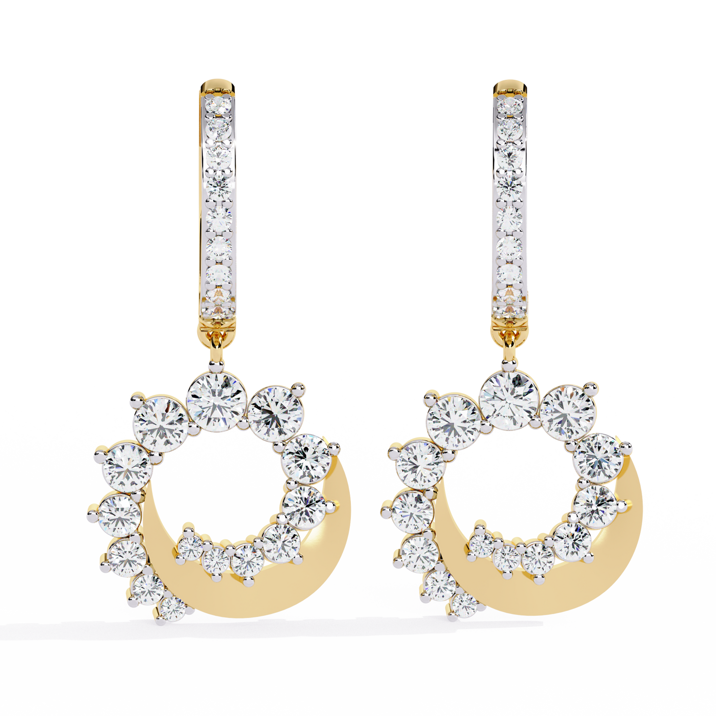 yellow gold / moissanite, yellow gold / lab grown