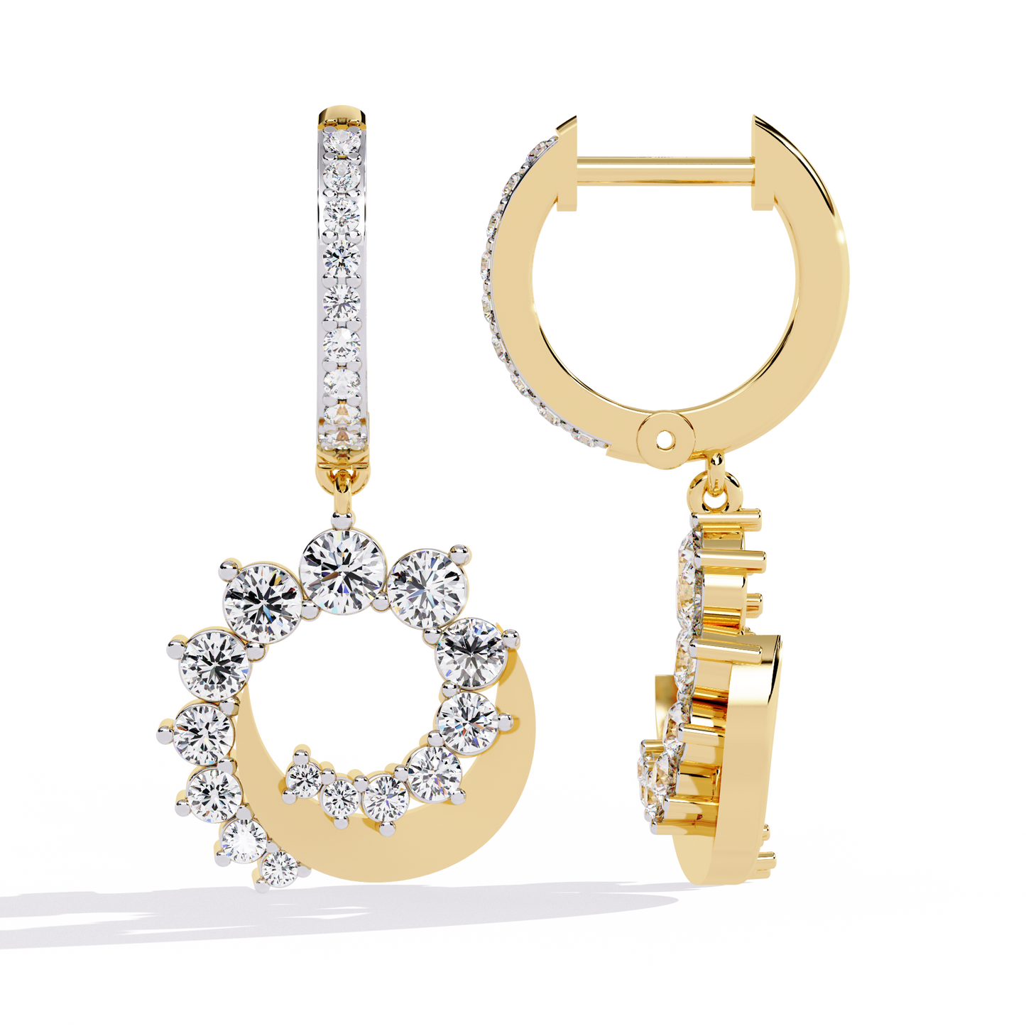 yellow gold / moissanite, yellow gold / lab grown