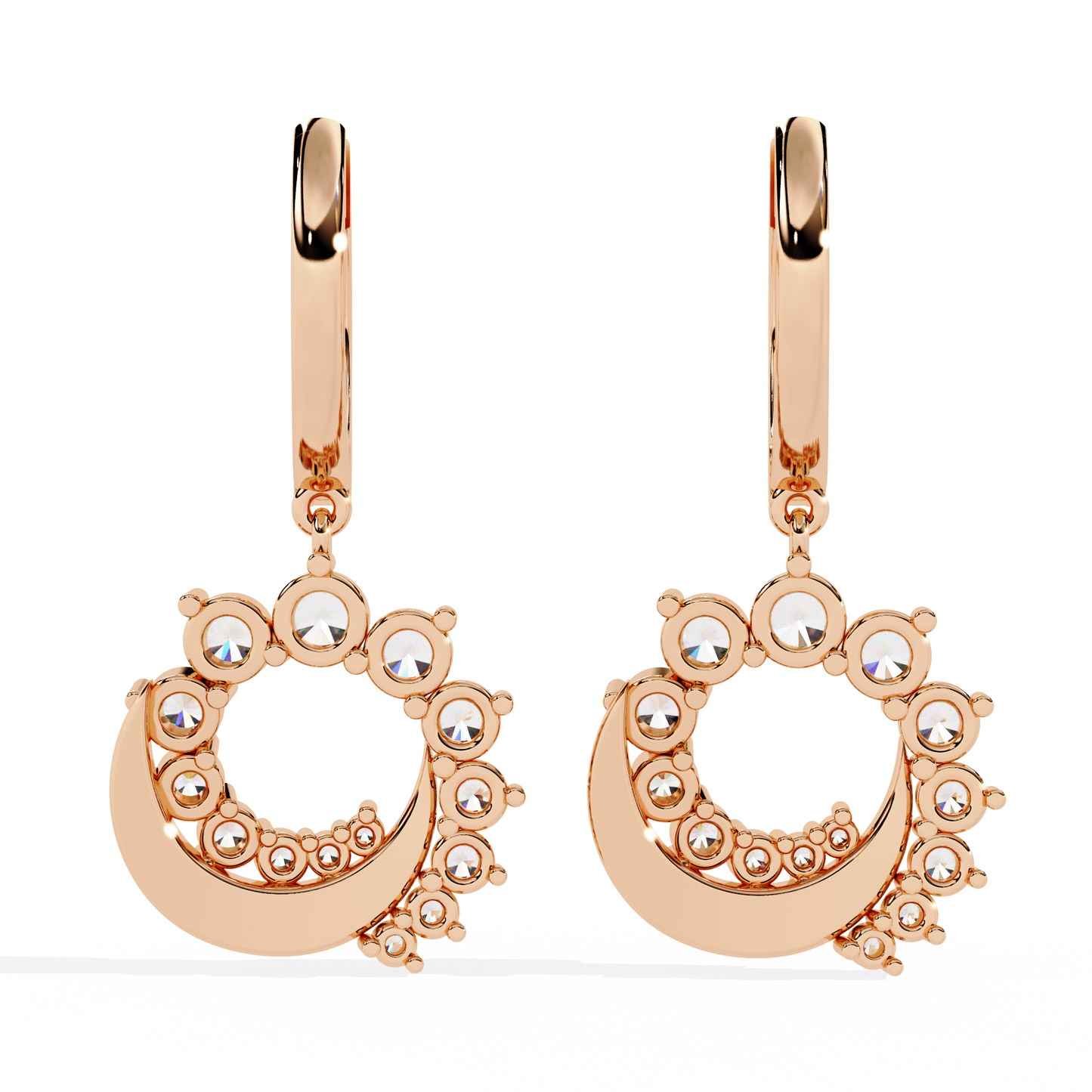 rose gold / moissanite, rose gold / lab grown