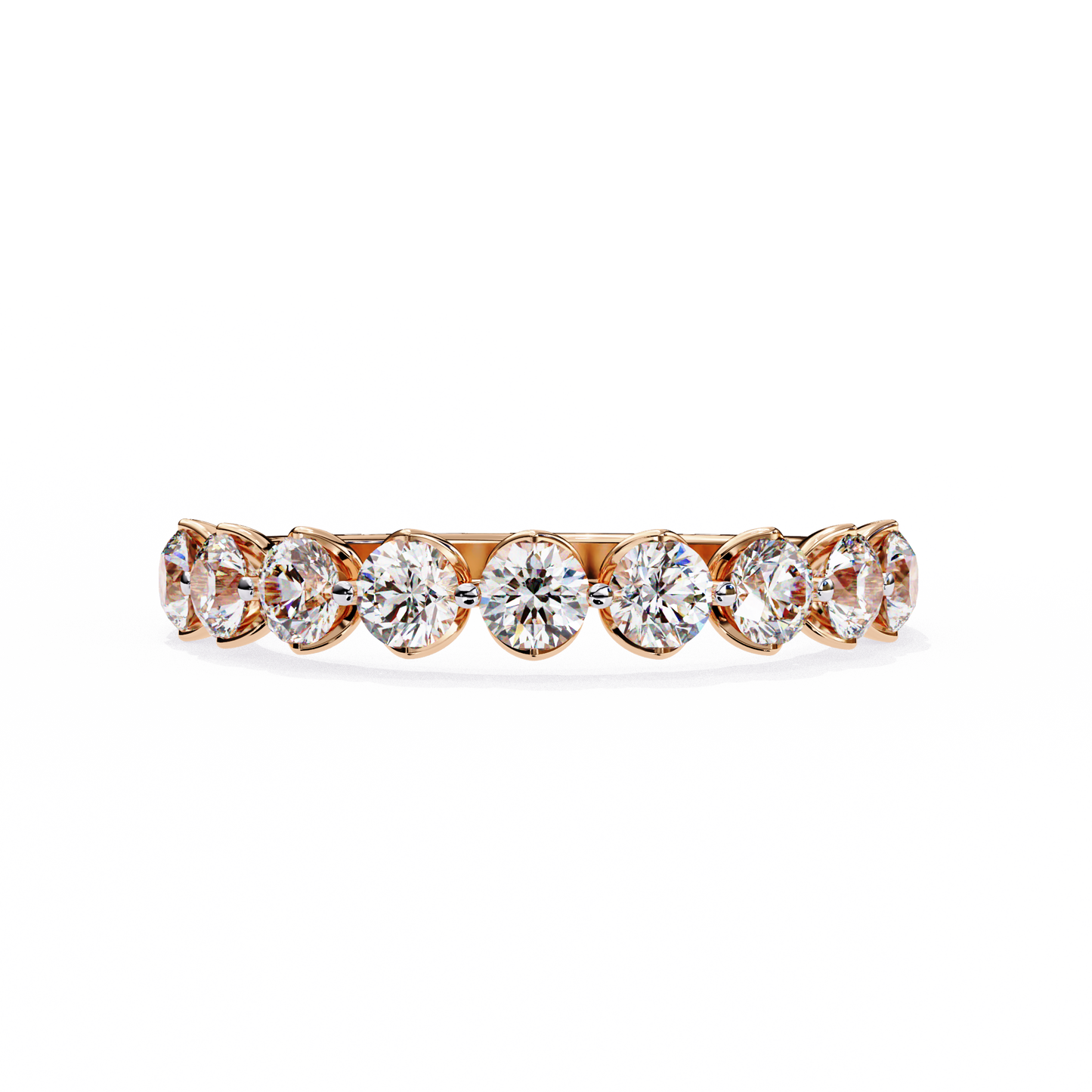 rose gold / moissanite, rose gold / lab grown