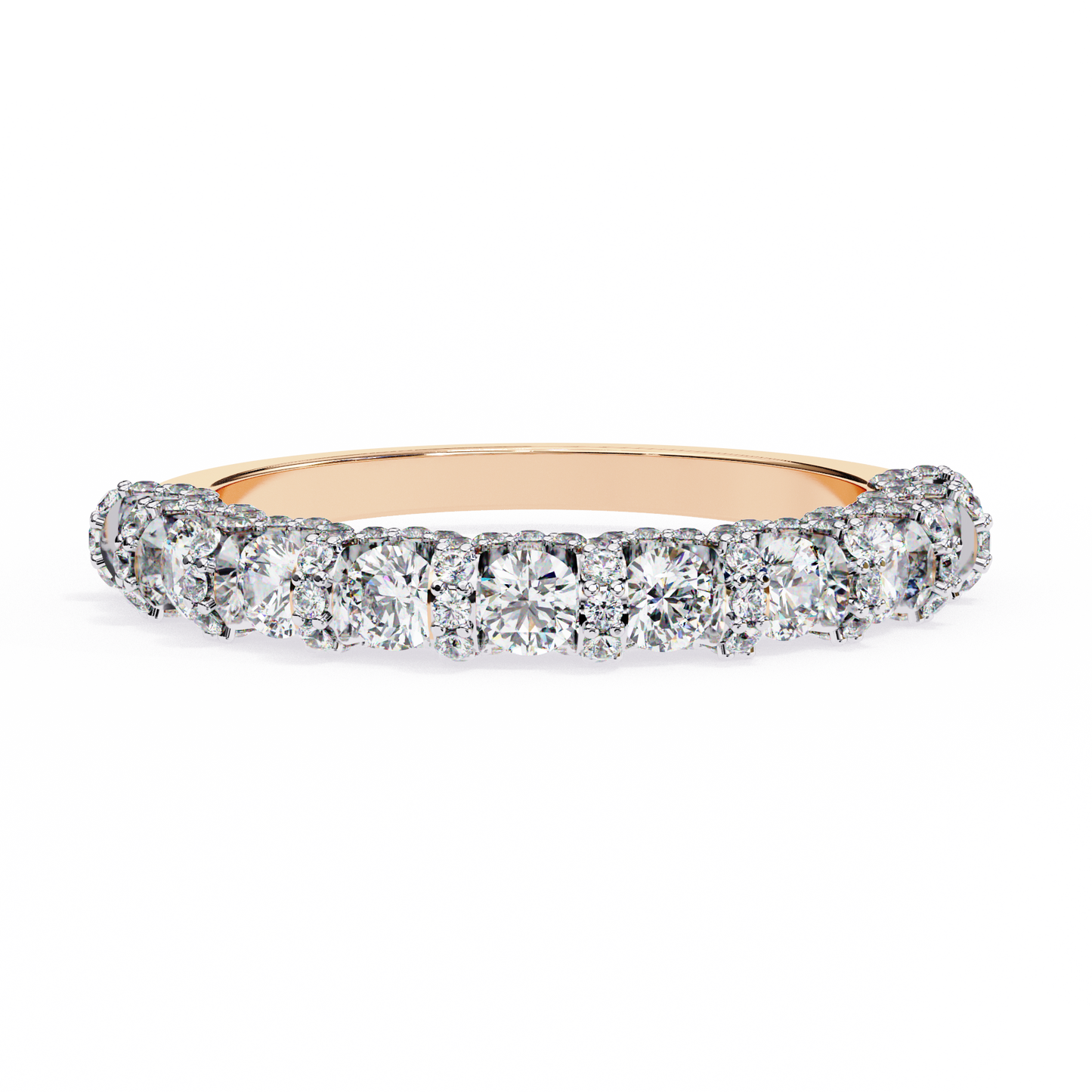 rose gold / moissanite, rose gold / lab grown